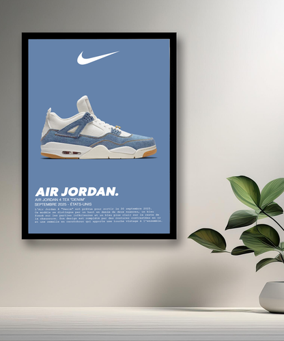 Air Jordan 4 Retro Tex Denim Bilderrahmen 