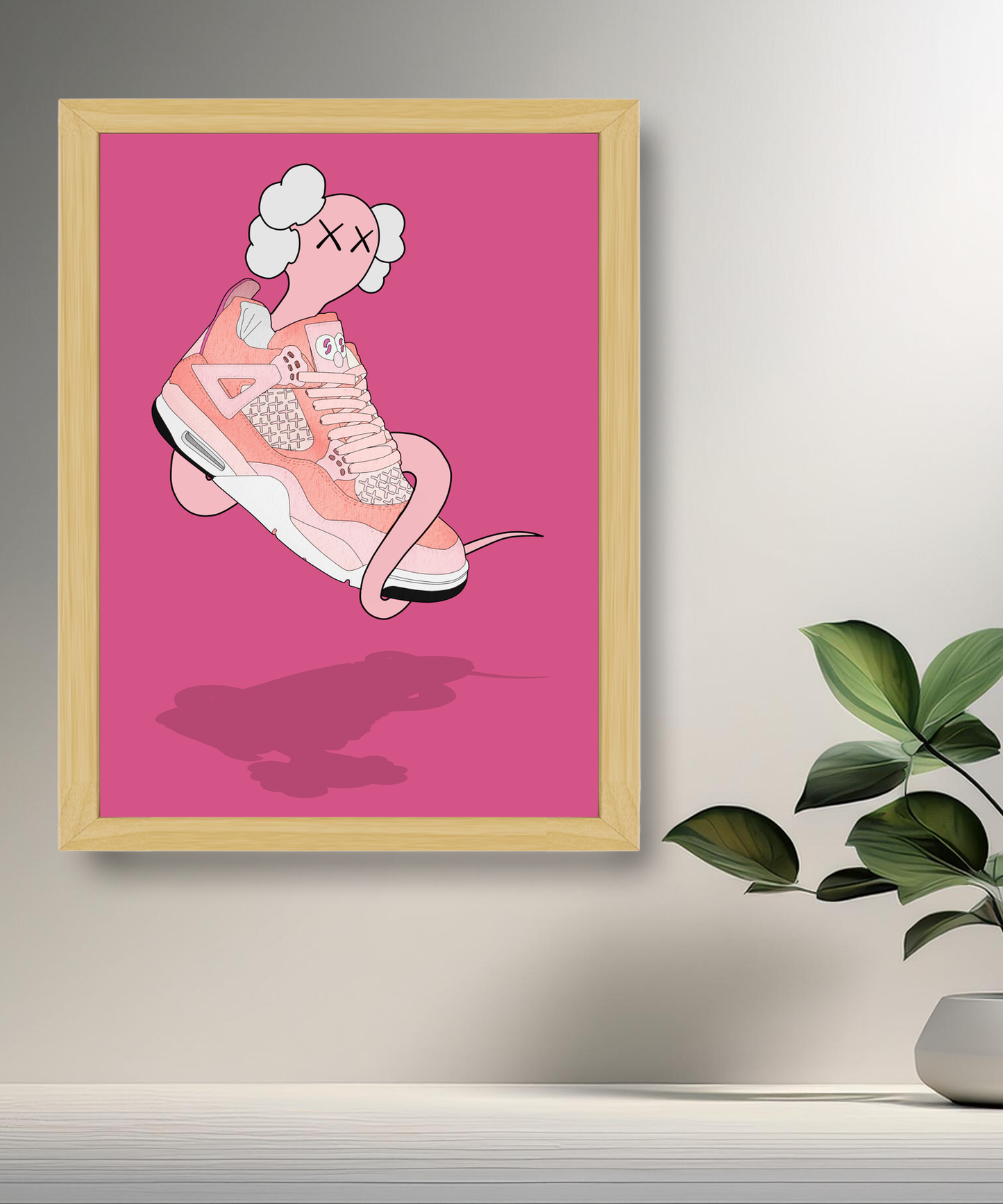 Cadre photo Air Jordan 1 Kaws Rose