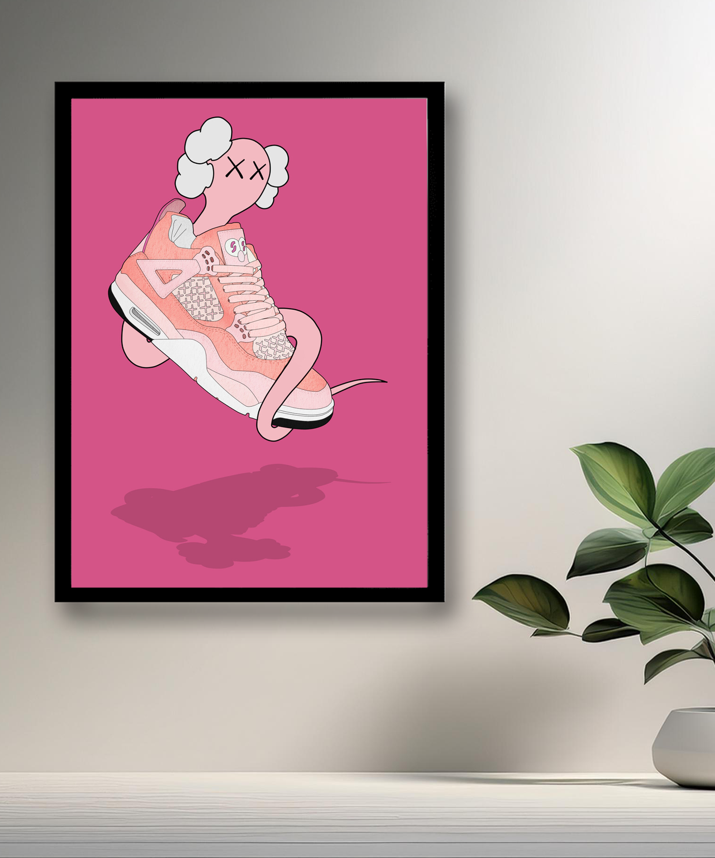 Cadre photo Air Jordan 1 Kaws Rose