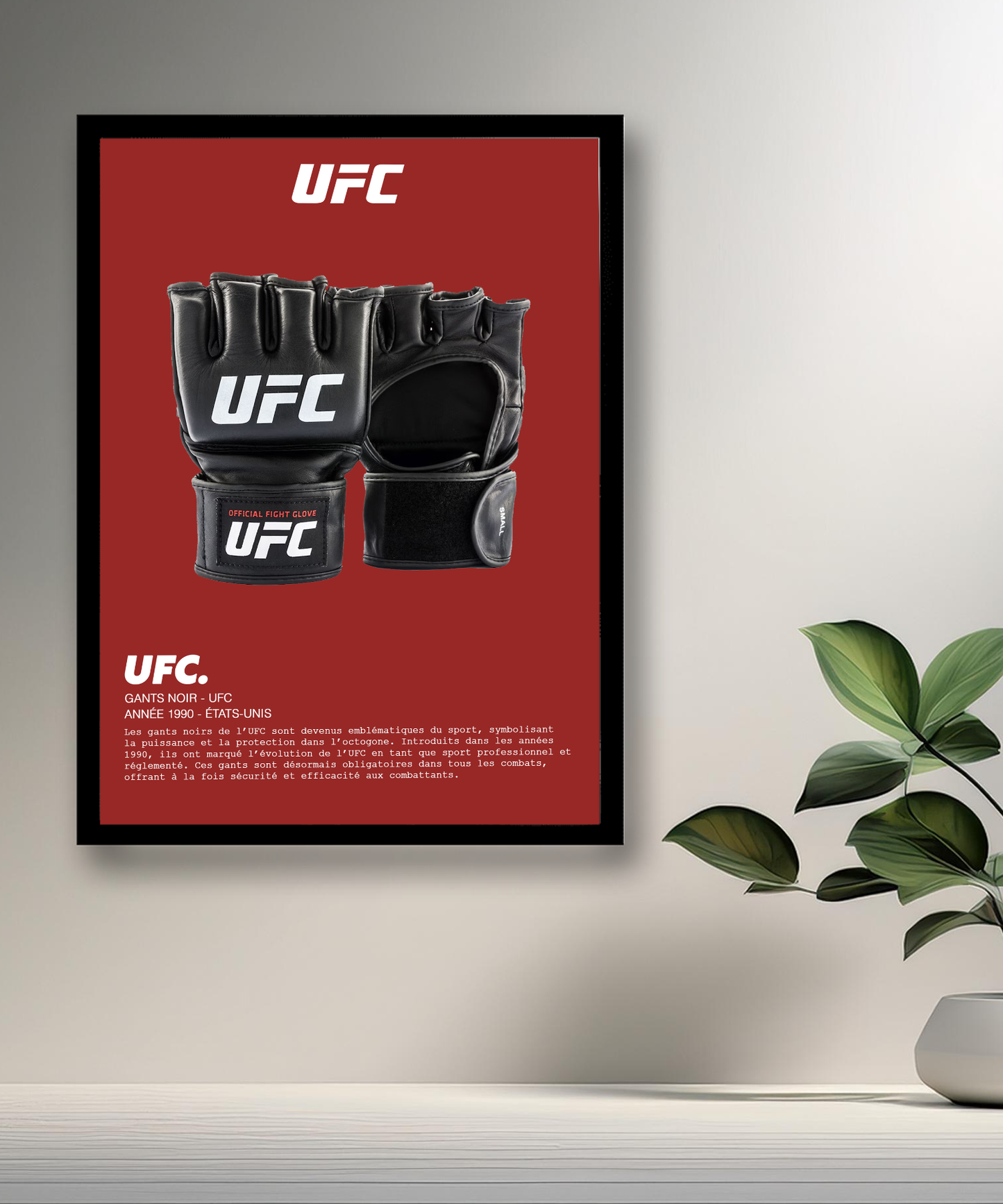 UFC-Fotorahmen mit schwarzen Handschuhen 