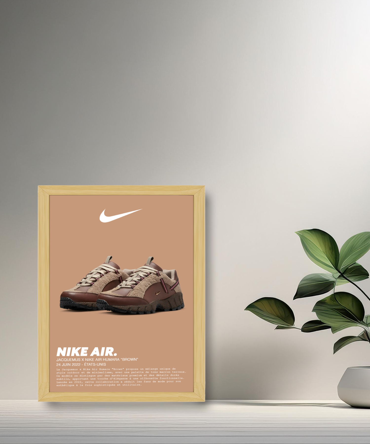 Cadre photo Jacquemus x Nike Air Humara Brown