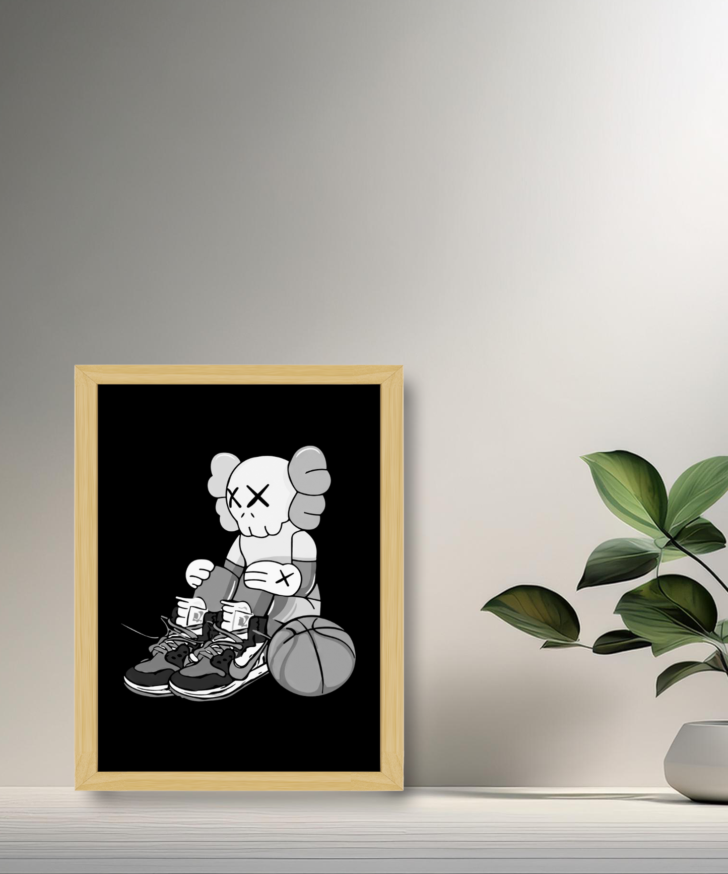 Cadre photo Kaws assis basketball
