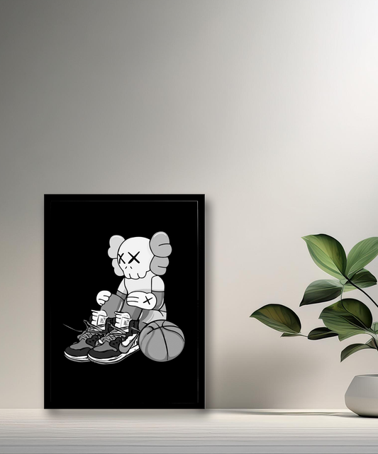 Cadre photo Kaws assis basketball