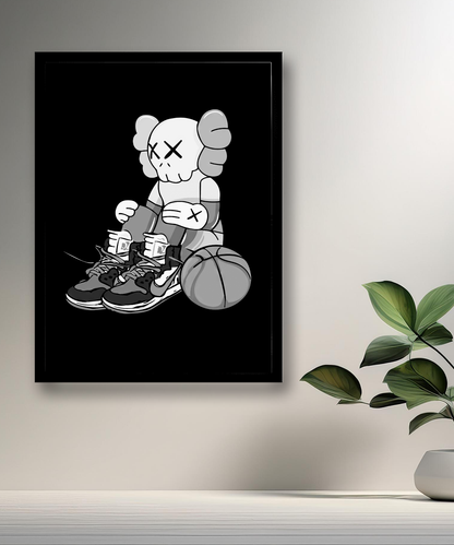 Cadre photo Kaws assis basketball