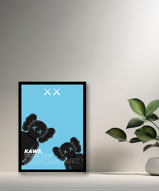 Kaws Double Companion Bilderrahmen blau