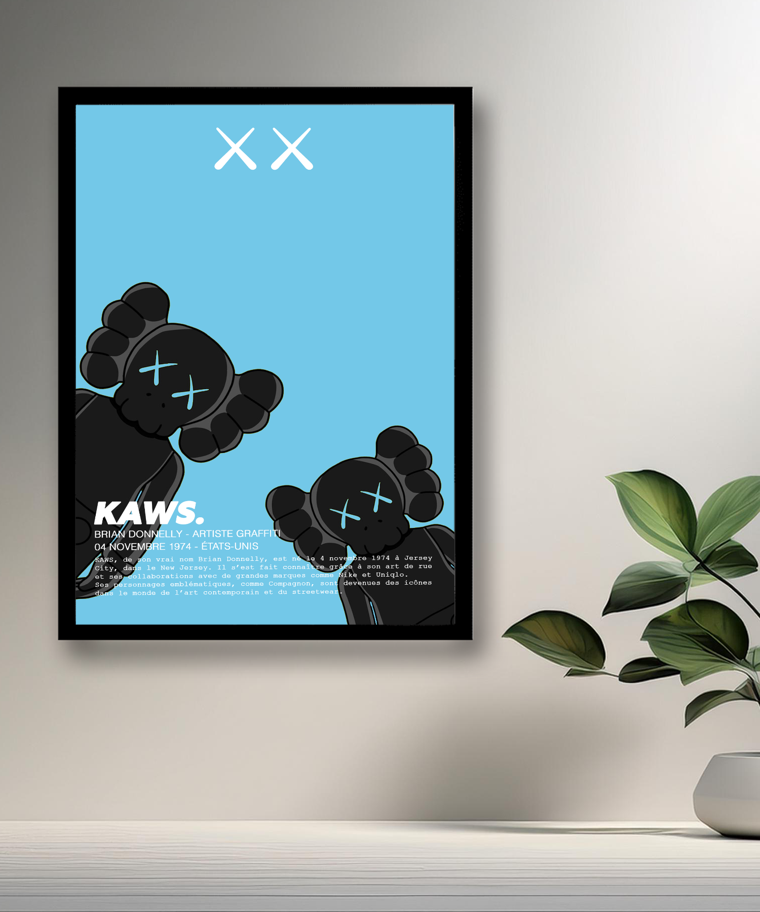 Cadre photo Kaws Double Companion bleu