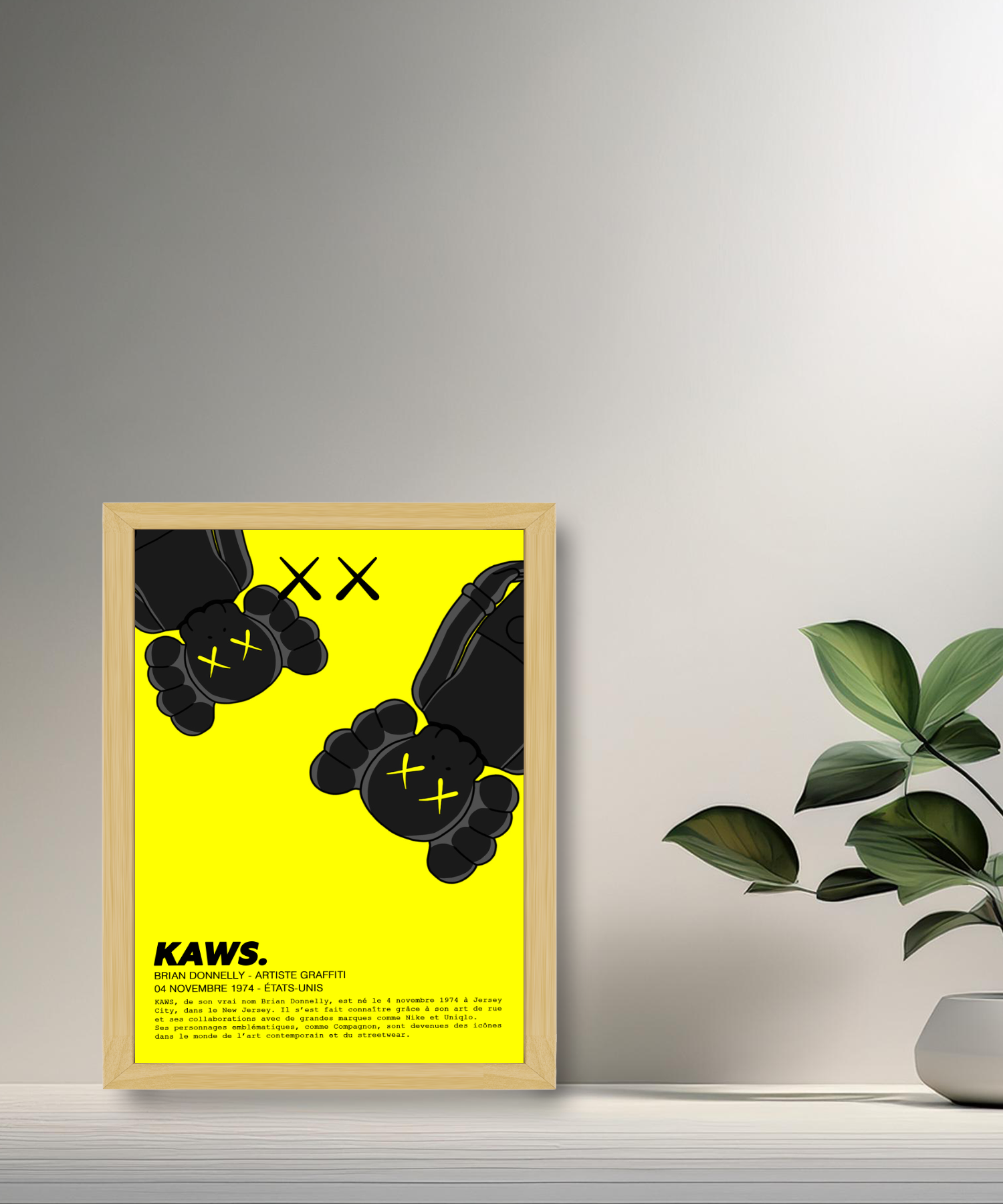 Cadre photo Kaws Double Companion jaune