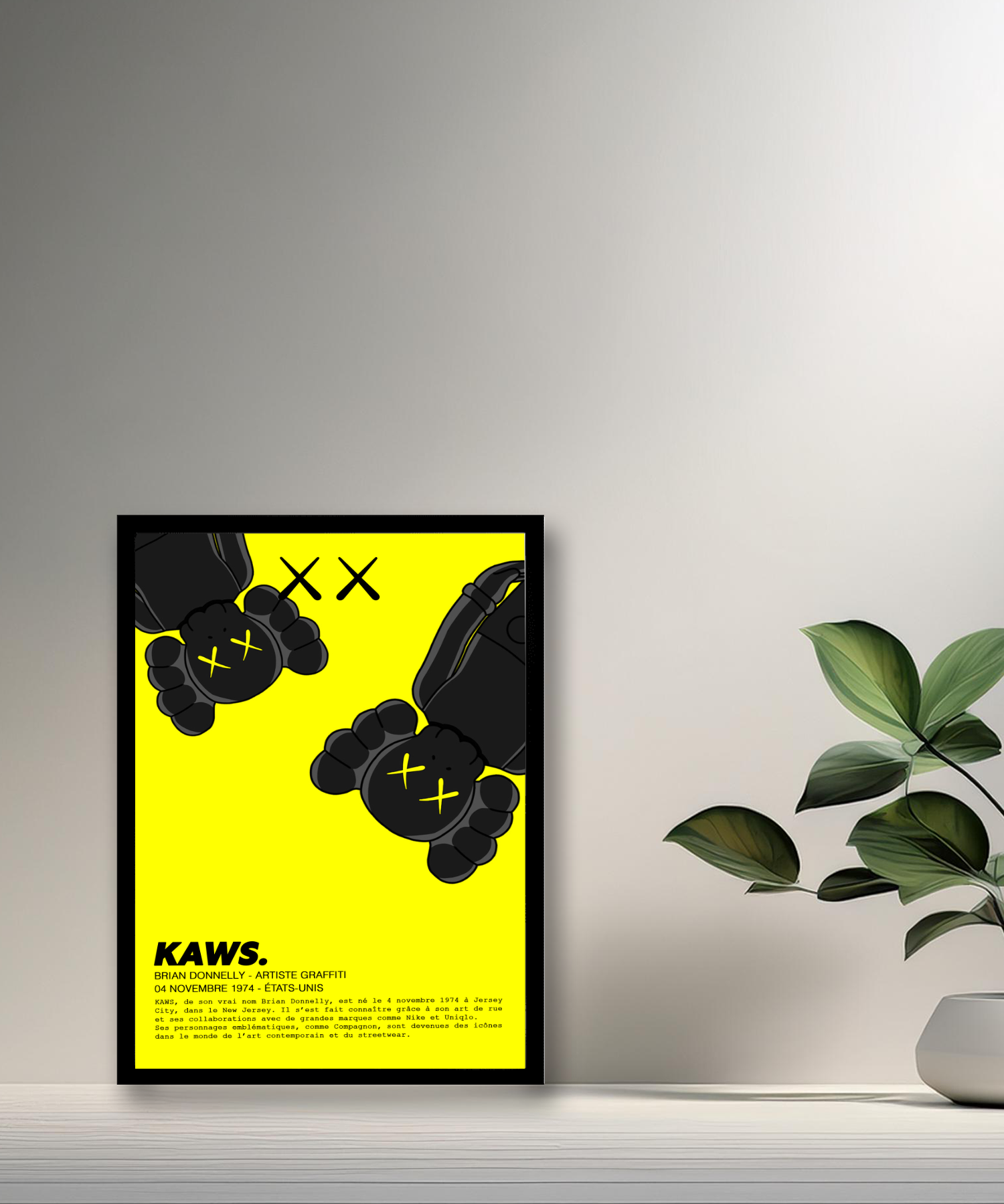 Cadre photo Kaws Double Companion jaune