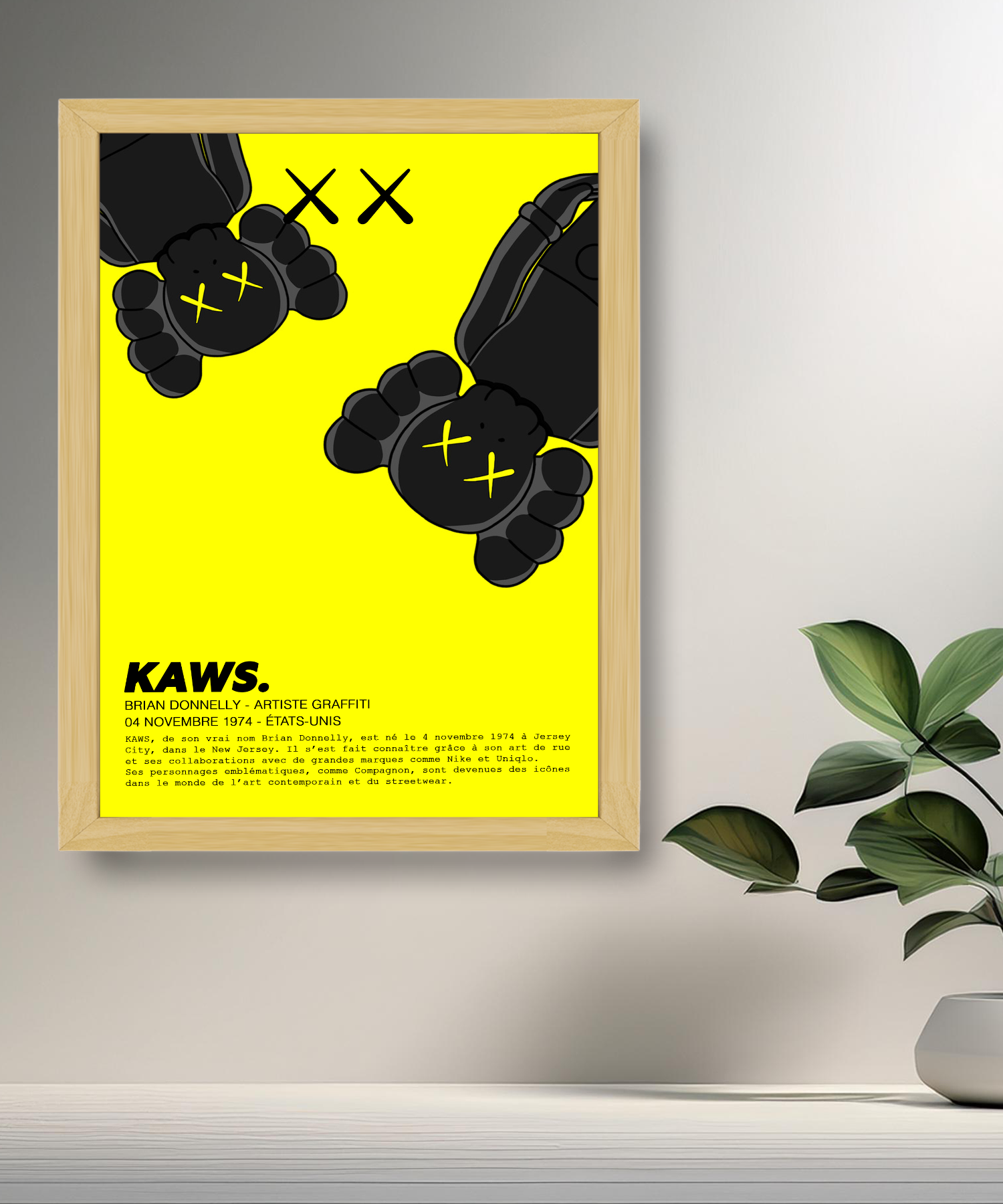 Cadre photo Kaws Double Companion jaune