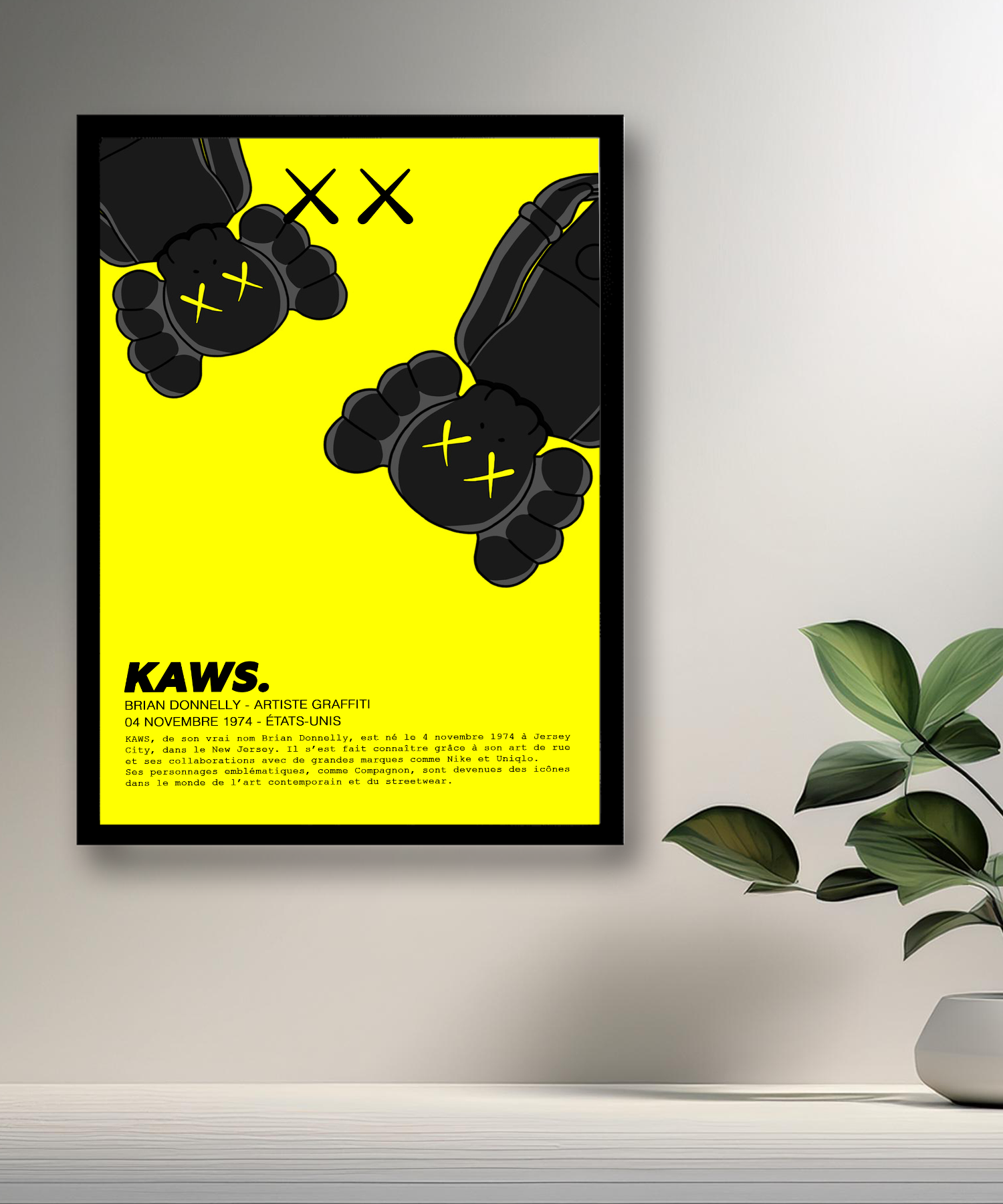 Cadre photo Kaws Double Companion jaune