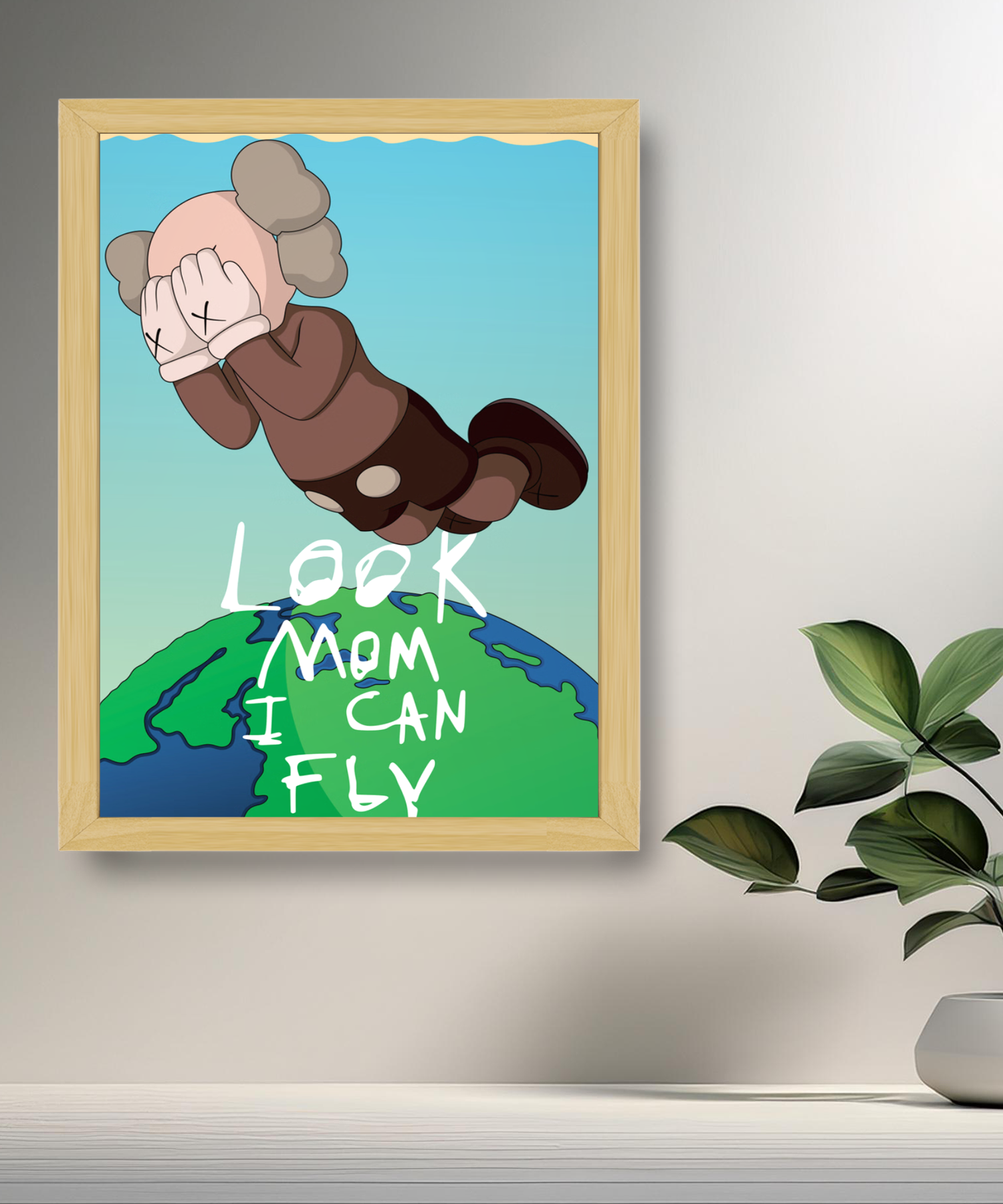 Cadre photo Kaws Look Mom I Can Fly