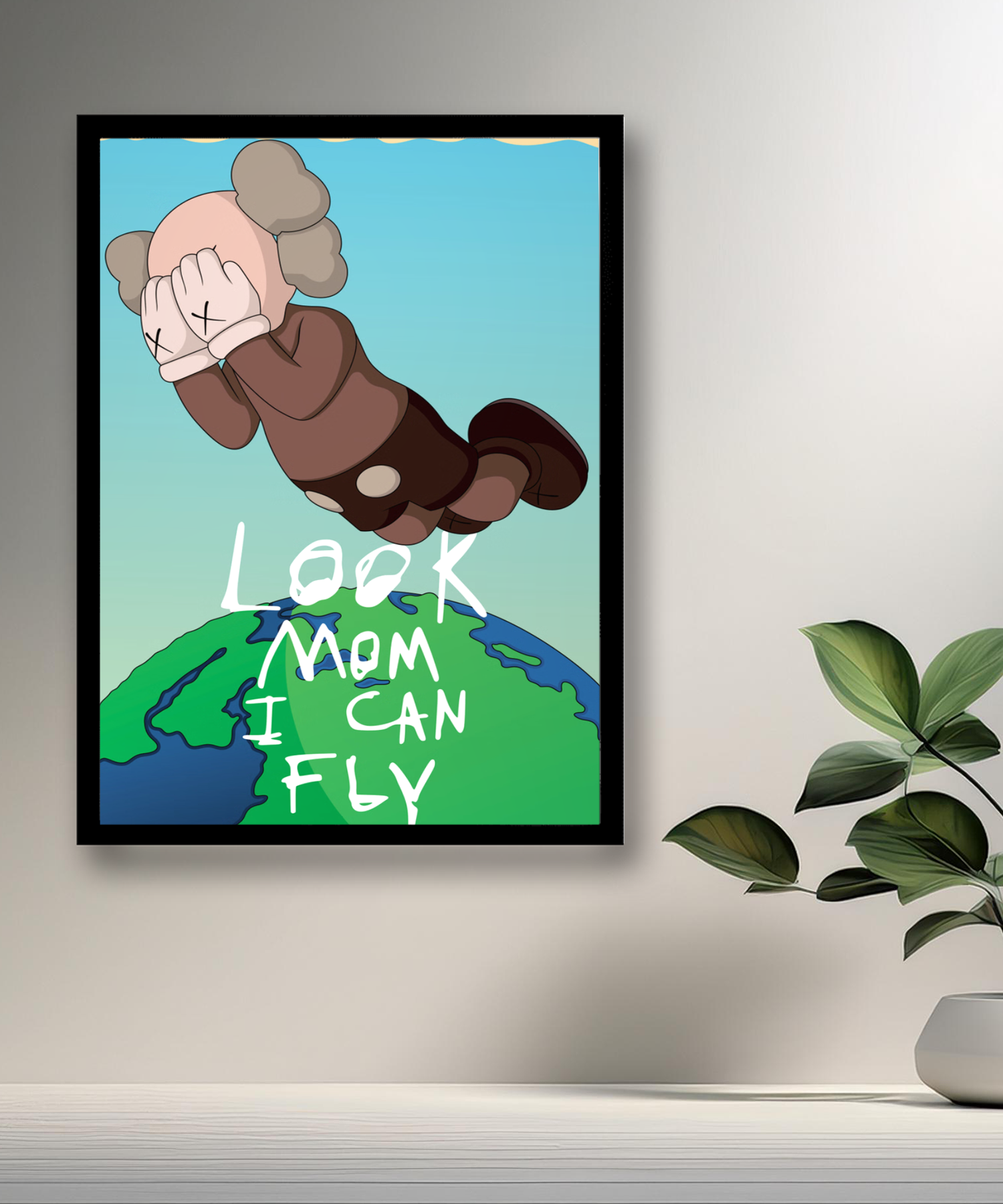 Cadre photo Kaws Look Mom I Can Fly