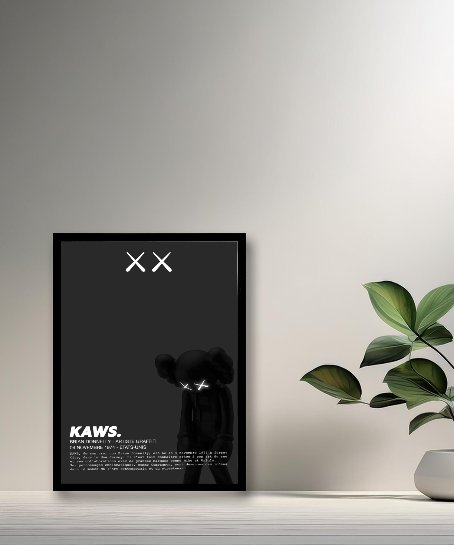 Cadre photo Kaws Companion noir