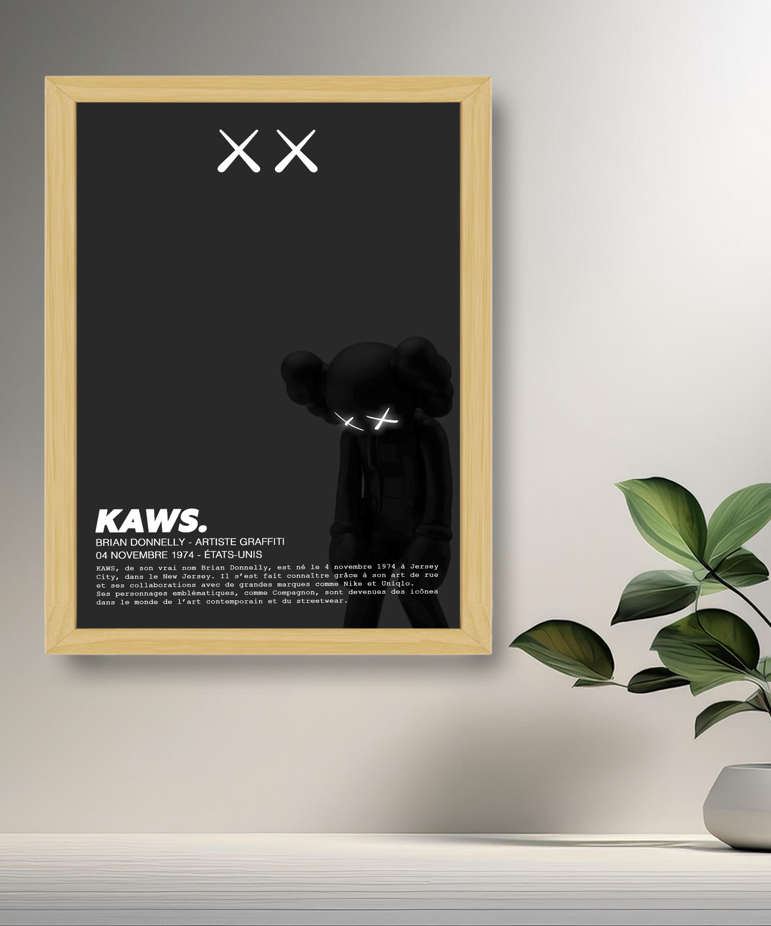 Cadre photo Kaws Companion noir