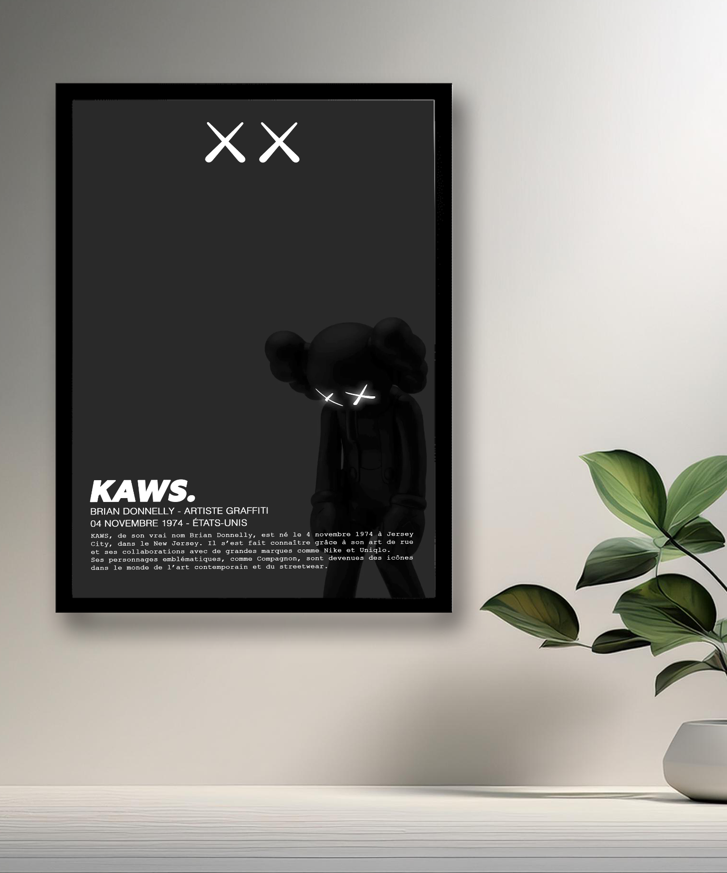 Cadre photo Kaws Companion noir