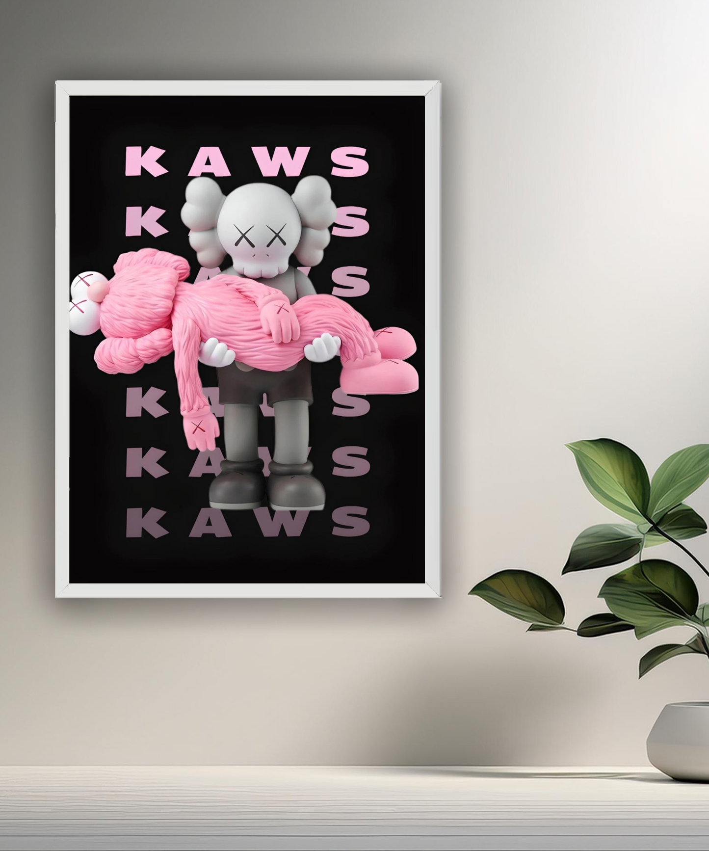 Poster encadré Kaws Rose