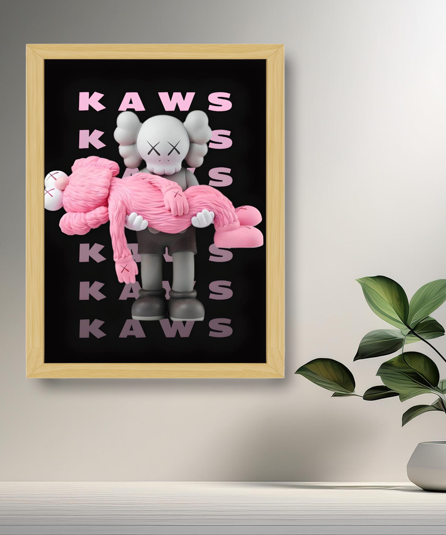 Poster encadré Kaws Rose