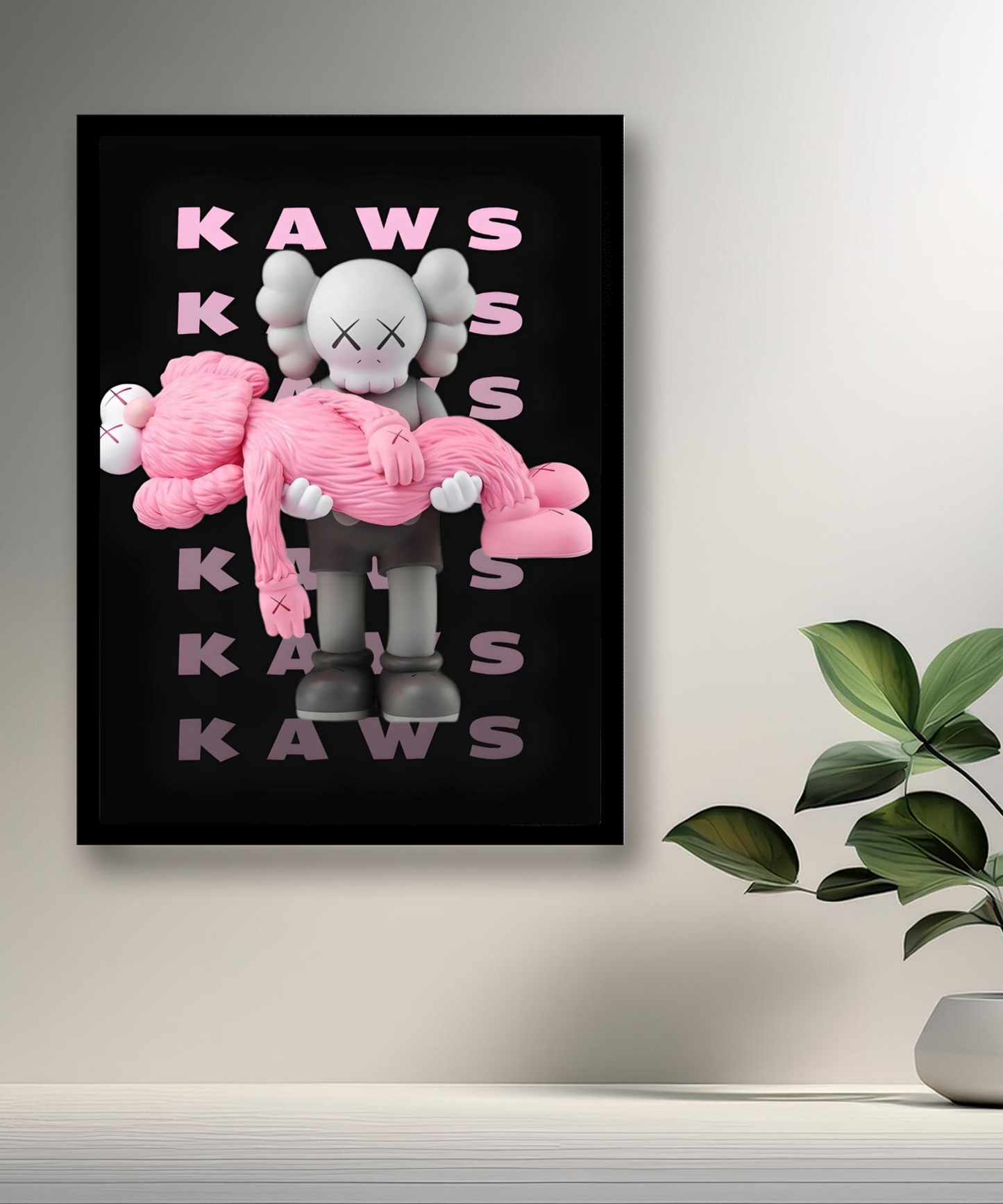 Poster encadré Kaws Rose