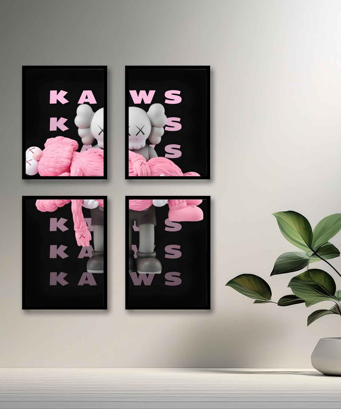 Poster encadré Kaws Rose