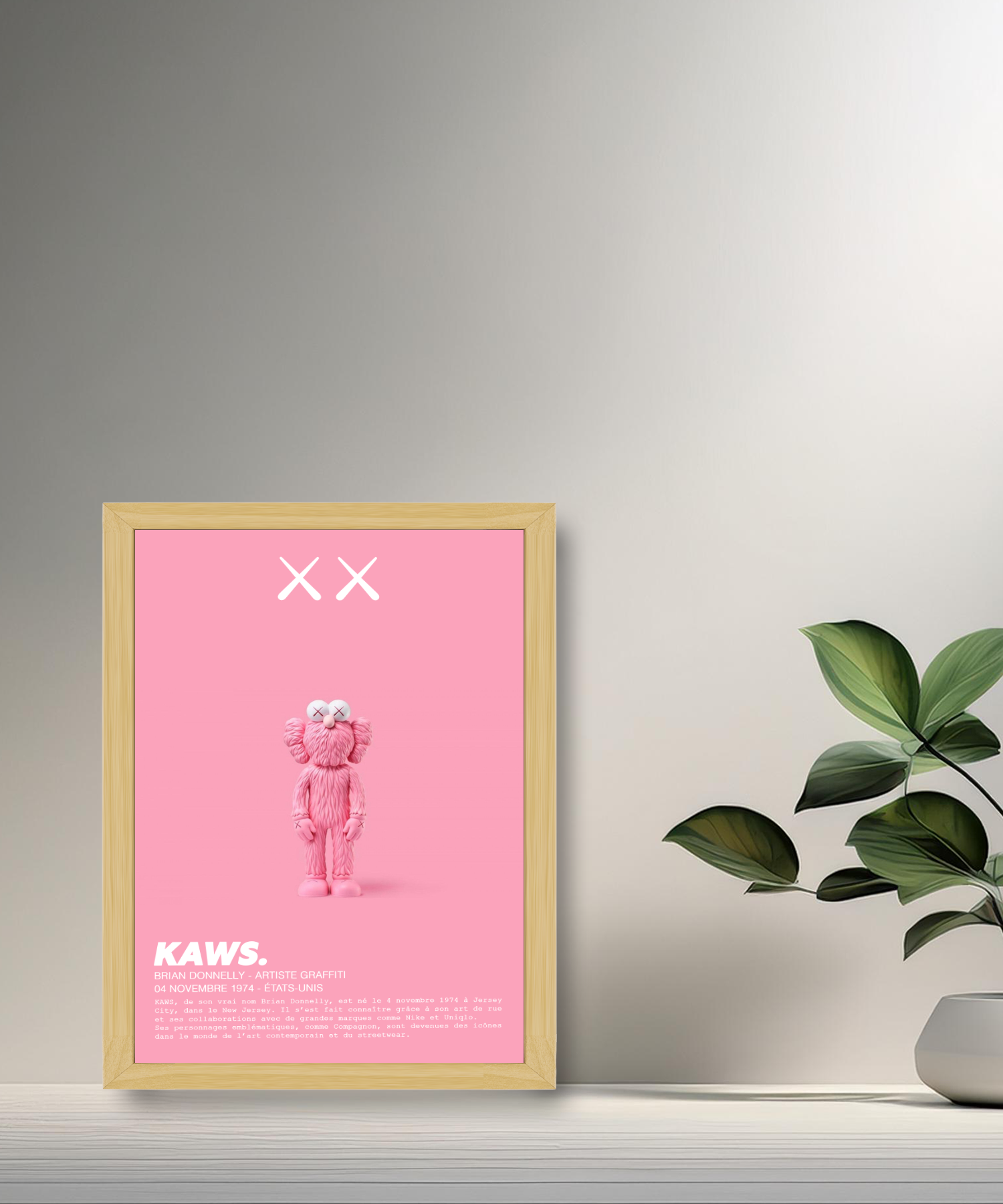 Cadre photo Kaws Companion rose