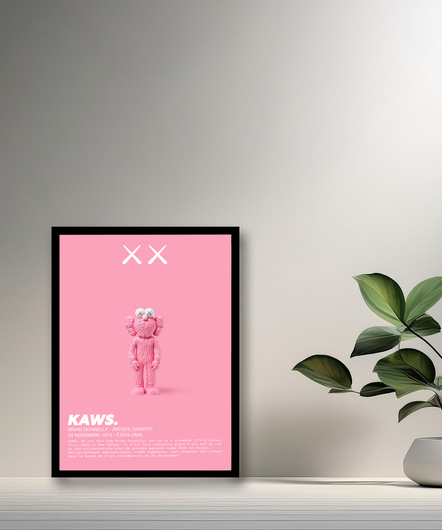 Cadre photo Kaws Companion rose