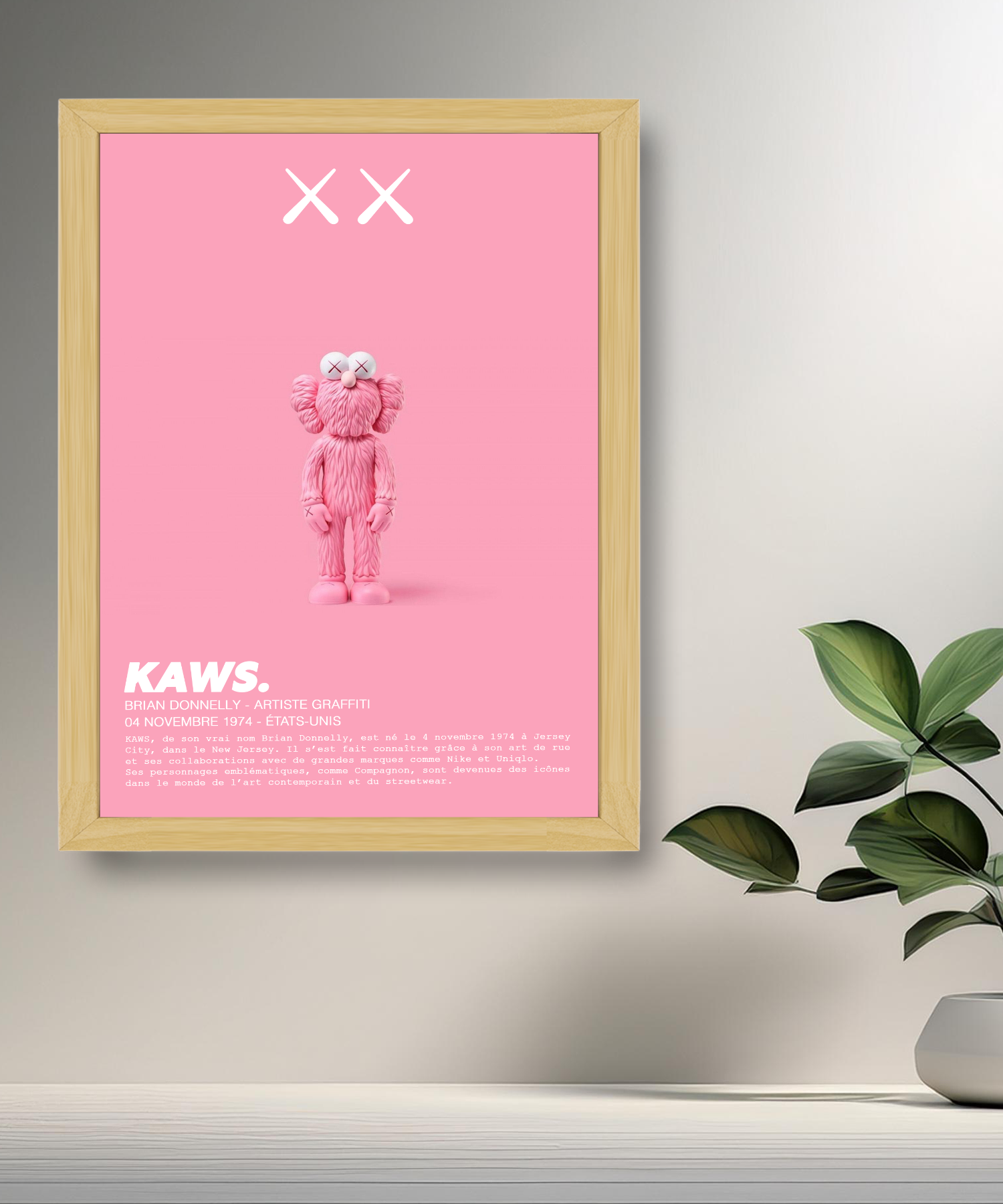 Cadre photo Kaws Companion rose