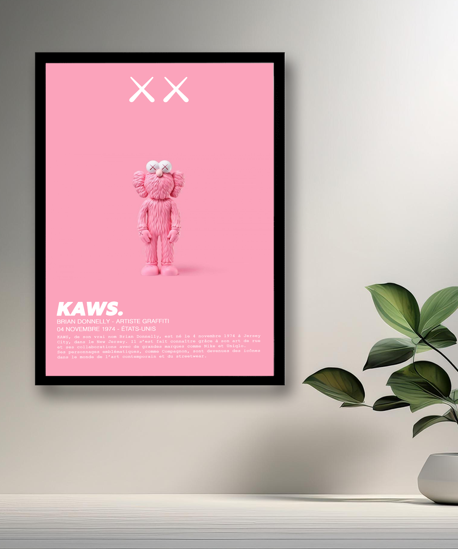 Cadre photo Kaws Companion rose