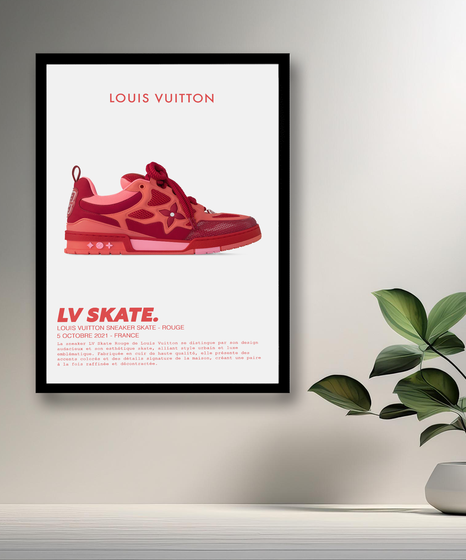 Cadre photo Louis Vuitton Sneaker Skate Rouge