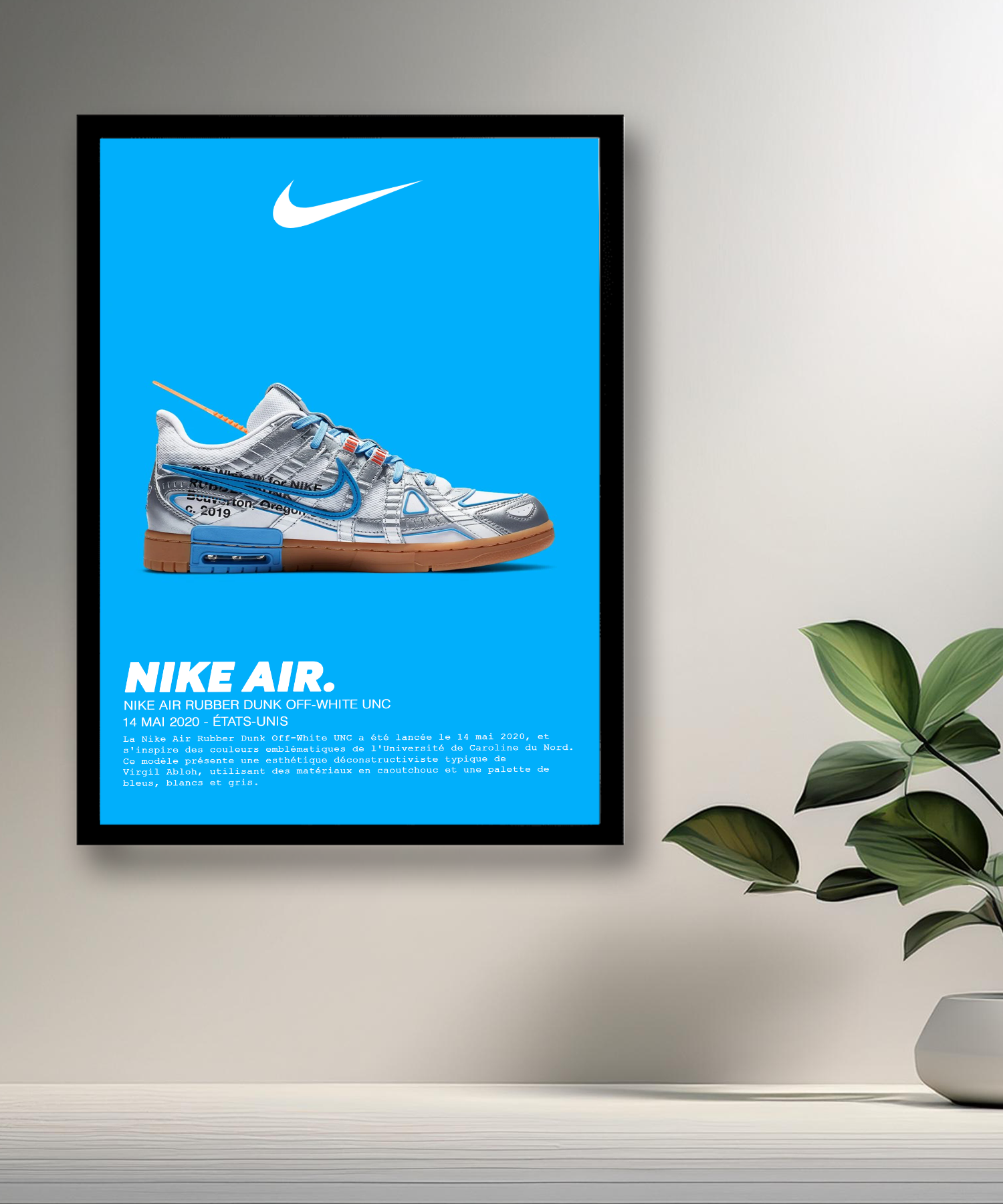 Cadre photo Nike Air Rubber Dunk Off-White UNC