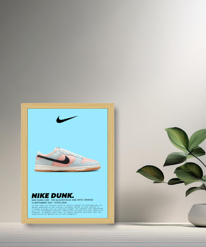 Nike Dunk Low Fotorahmen in Glacier Blue und Artic Orange