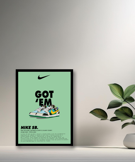 Nike SB Dunk Low Ben &amp; Jerry's Chunky Dunky Bilderrahmen 