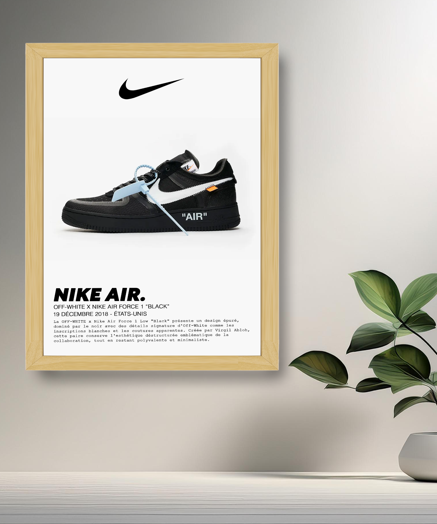 TonCadre Cadre photo Off White x Nike Air Force 1 Black