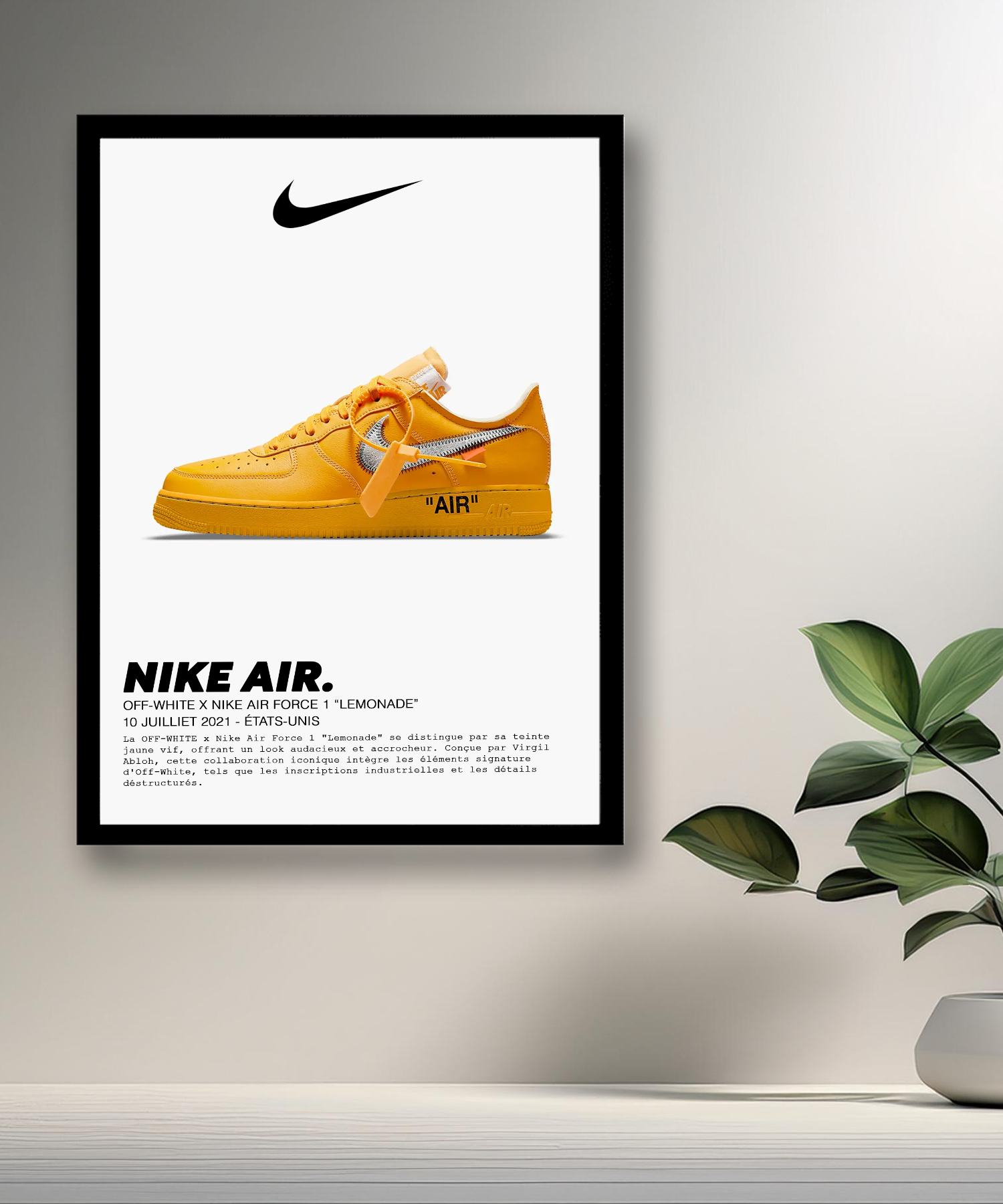 Cadre photo Off-White x Nike Air Force 1 Lemonade