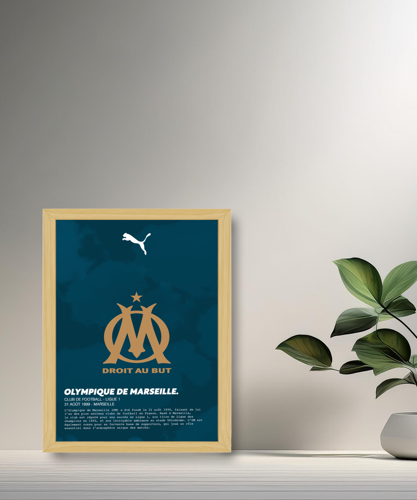 Cadre photo Olympique de marseille gold