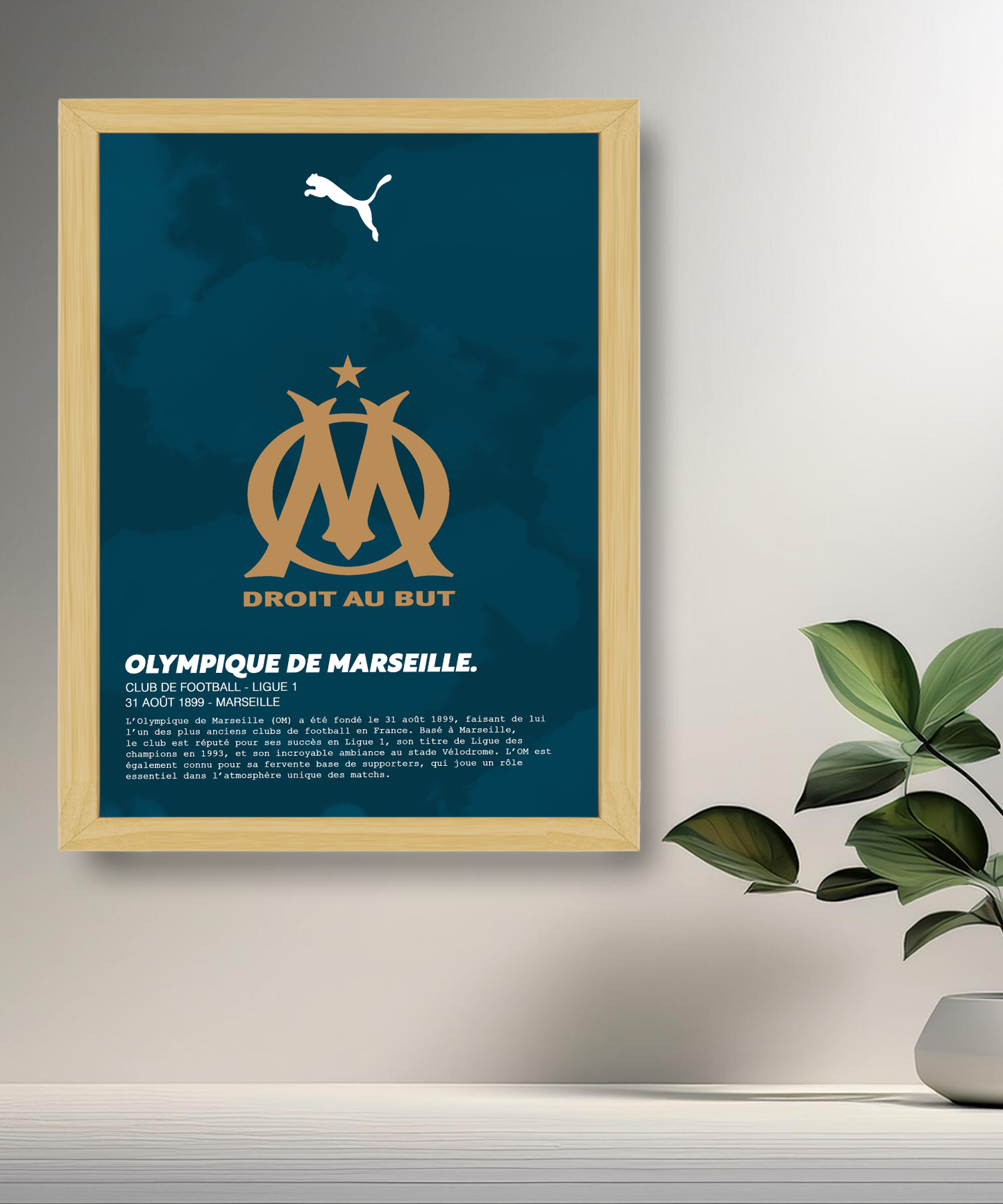 Cadre photo Olympique de marseille gold