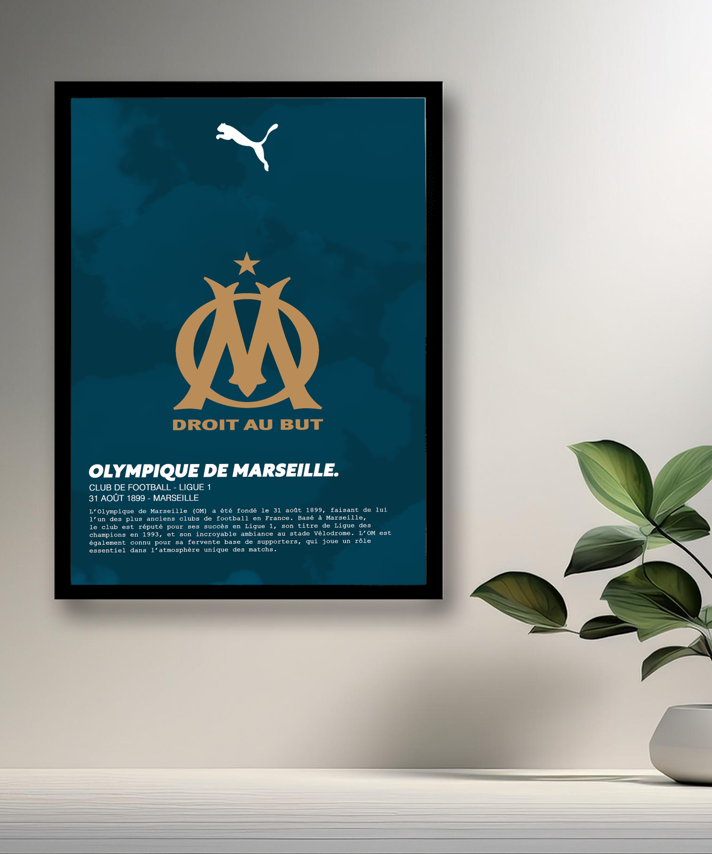Cadre photo Olympique de marseille gold