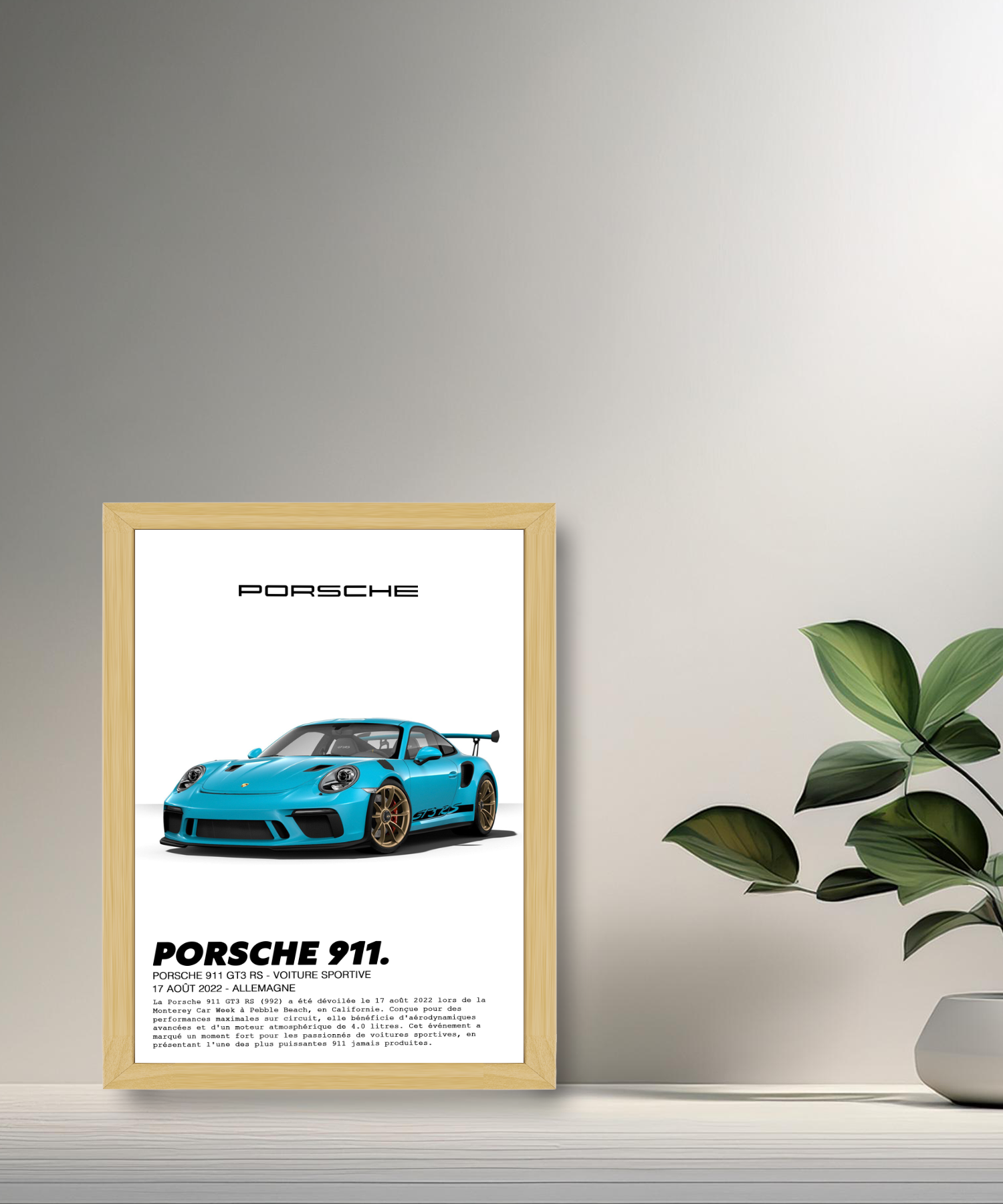 Cadre photo Porsche 911 GT3 RS Bleu