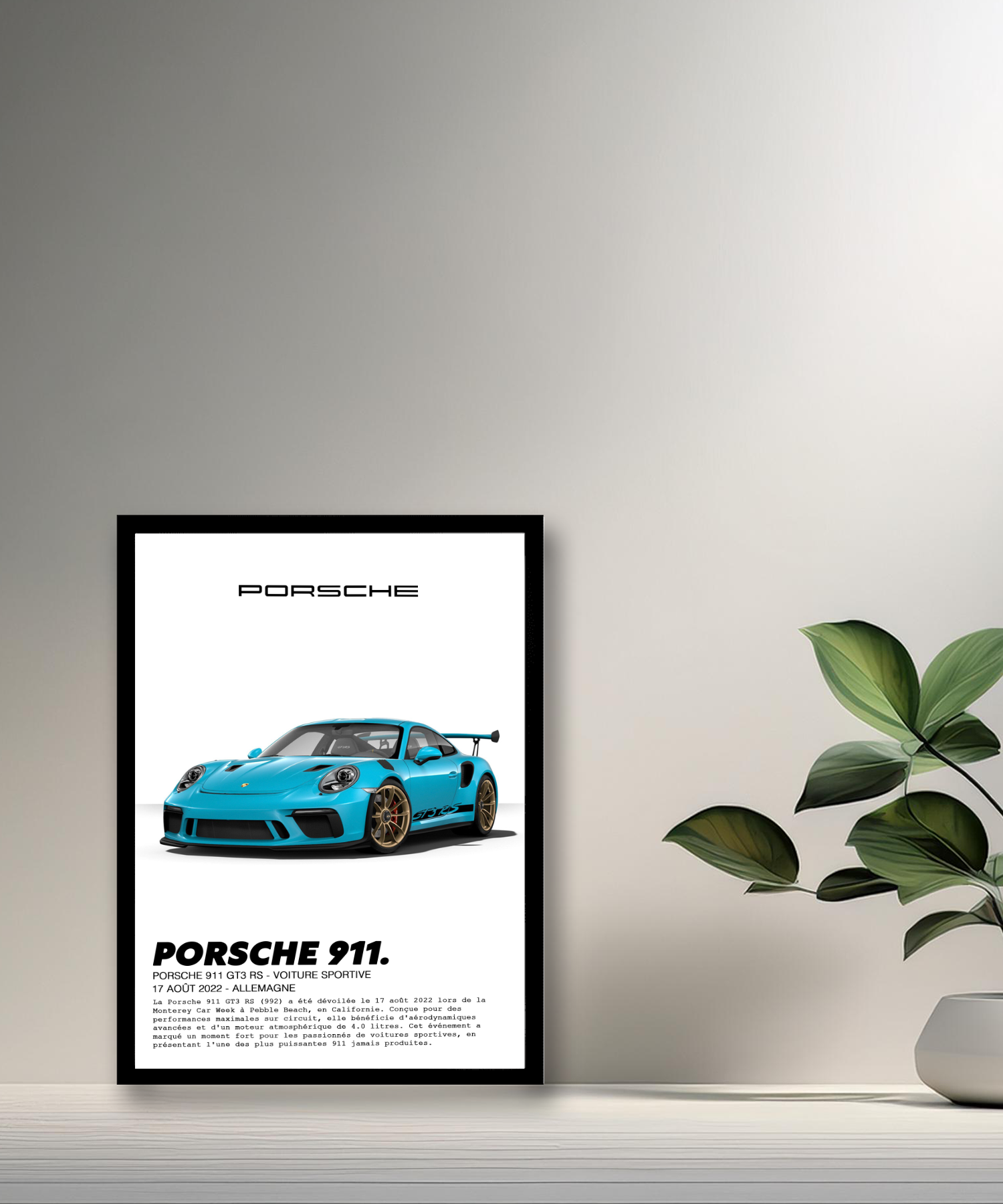 Cadre photo Porsche 911 GT3 RS Bleu