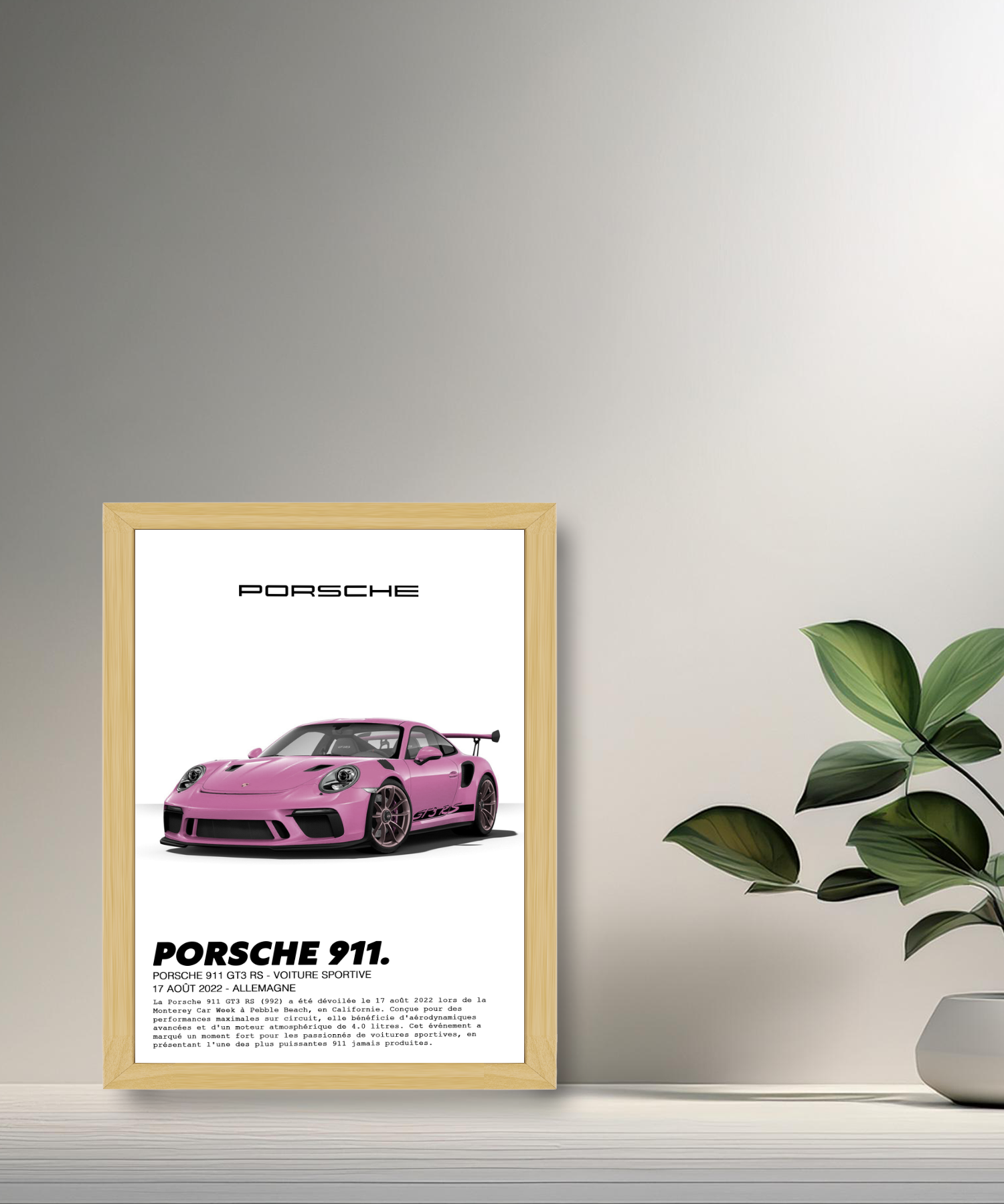 Cadre photo Porsche 911 GT3 RS Rose