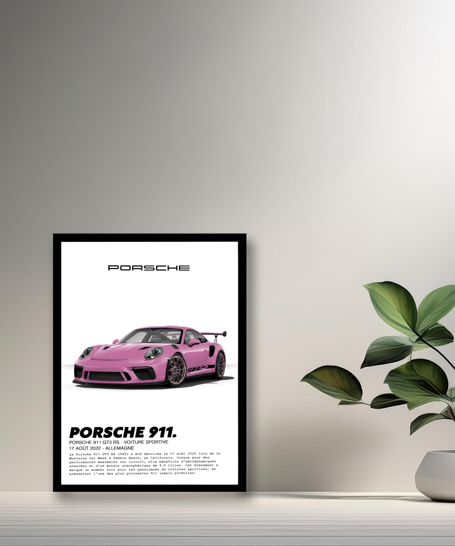 Cadre photo Porsche 911 GT3 RS Rose