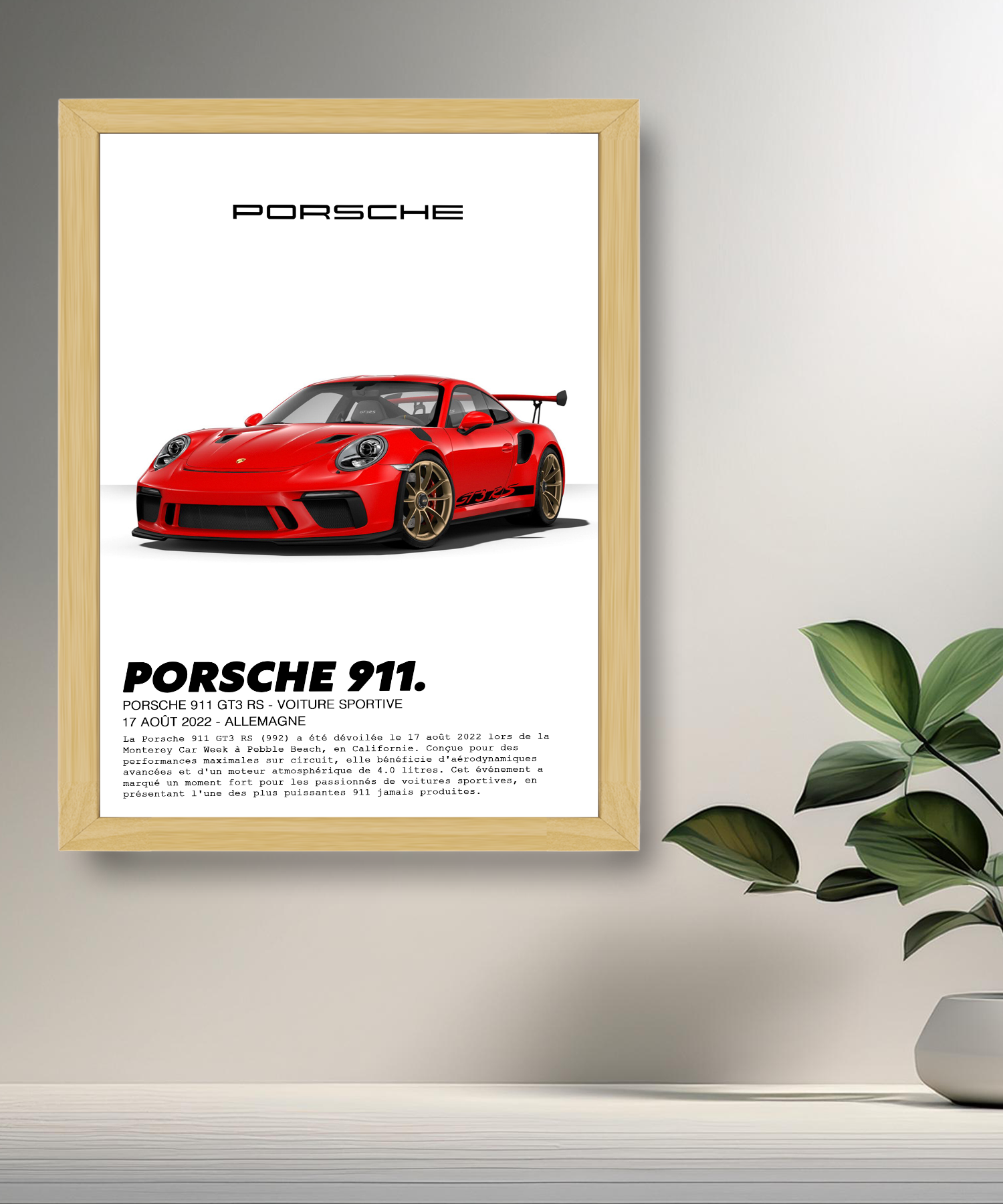 Cadre photo Porsche 911 GT3 RS Rouge