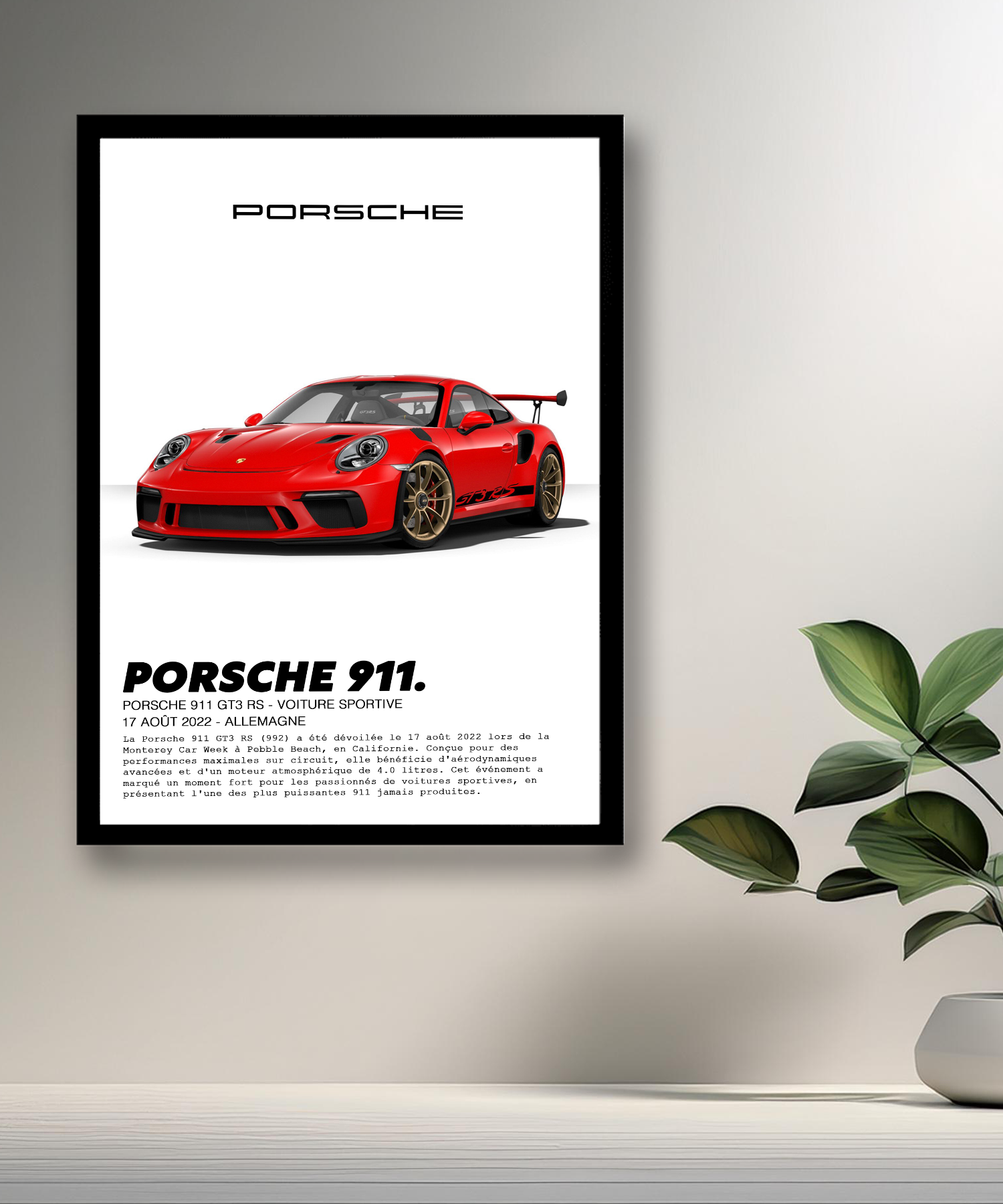 Cadre photo Porsche 911 GT3 RS Rouge