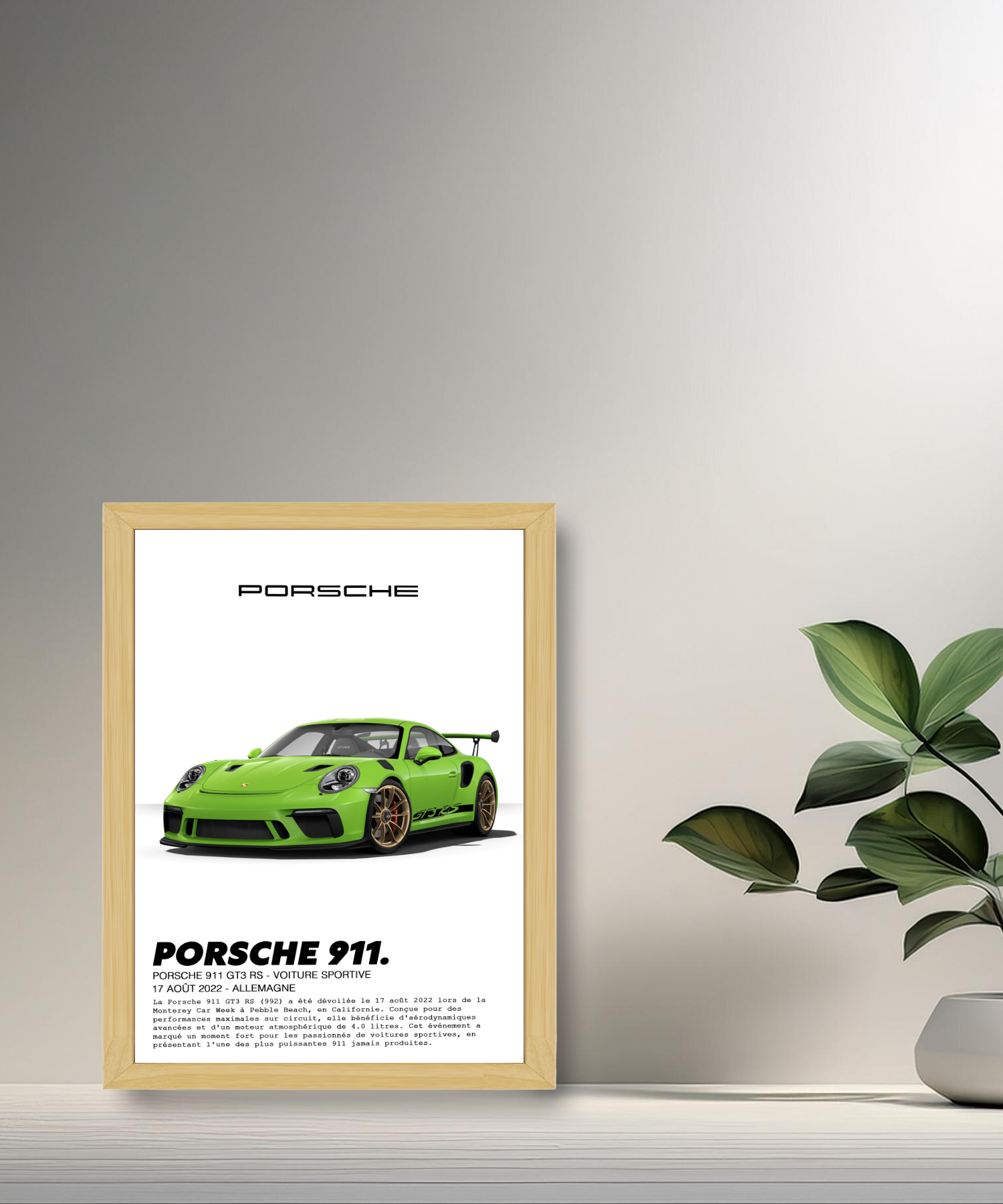 Cadre photo Porsche 911 GT3 RS Vert