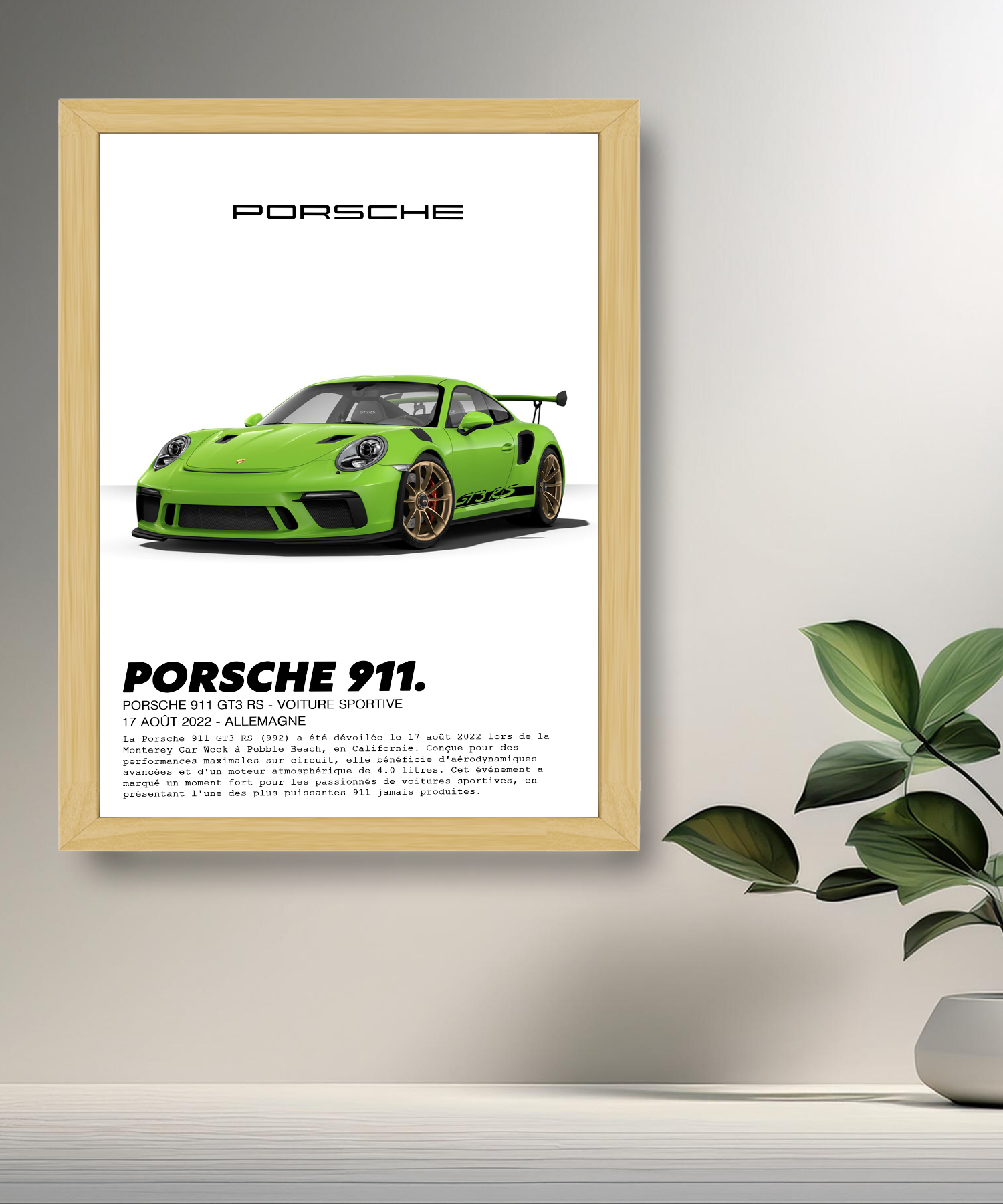 Cadre photo Porsche 911 GT3 RS Vert