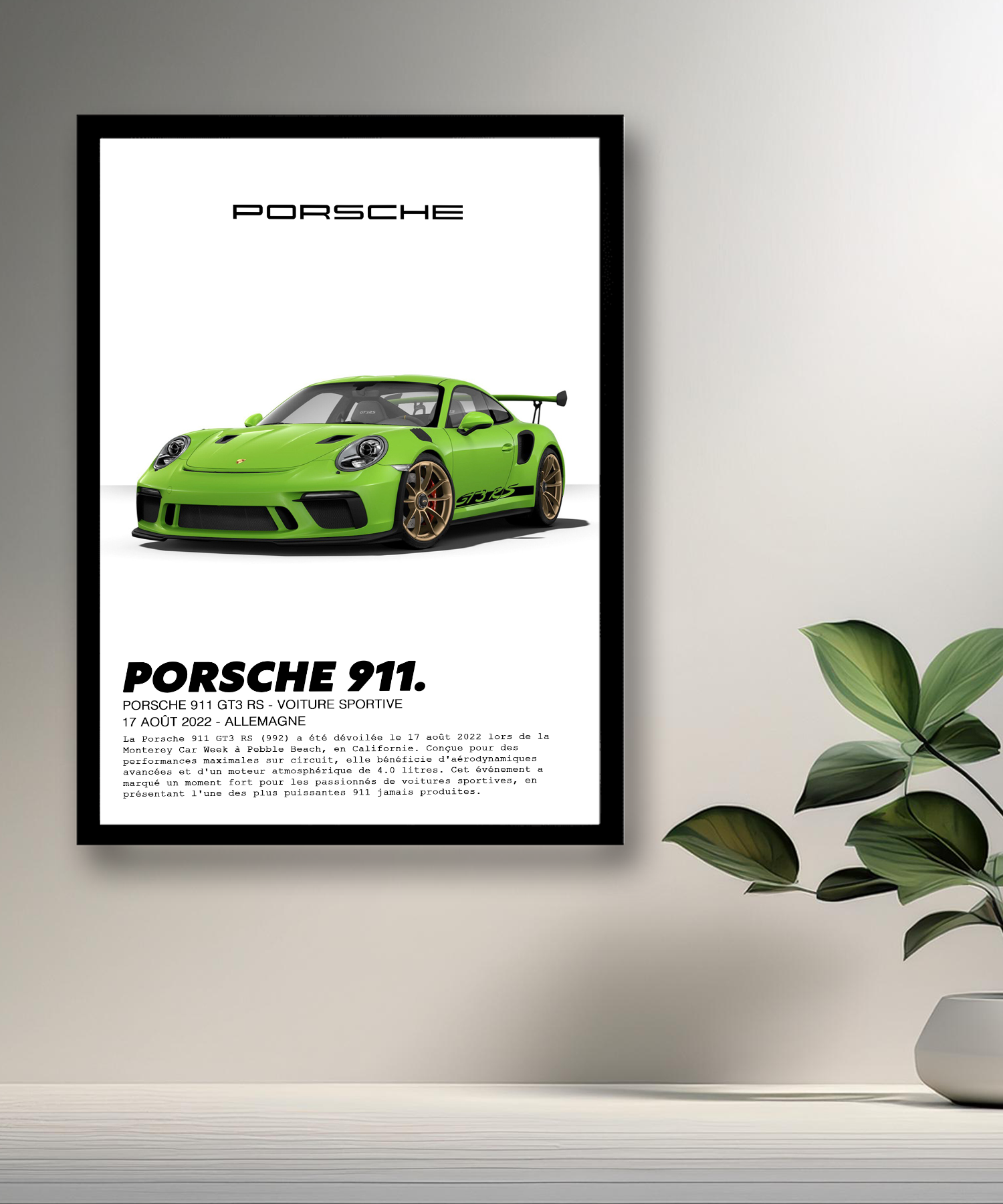 Cadre photo Porsche 911 GT3 RS Vert