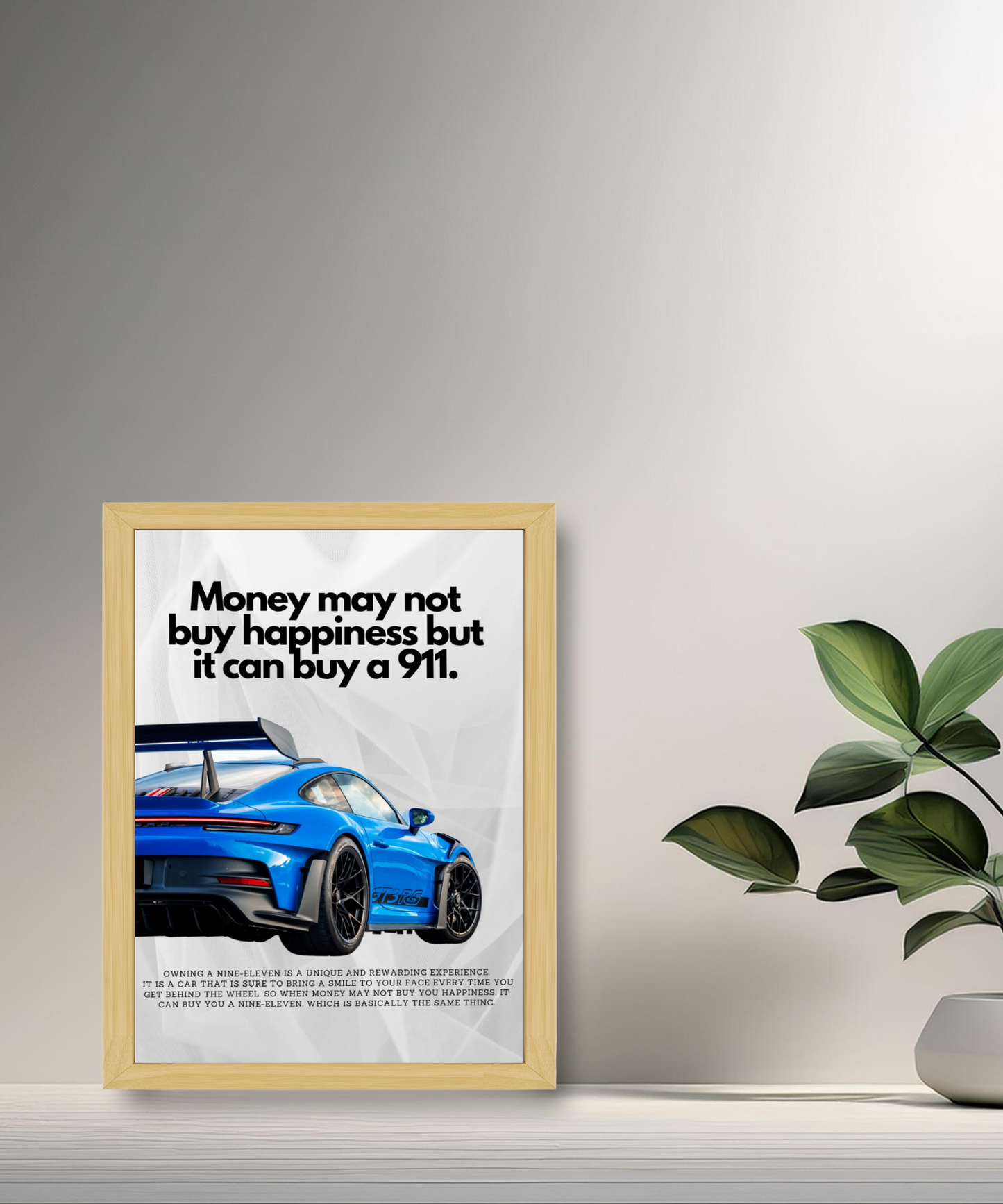 Poster encadré Porsche GT3 RS blue