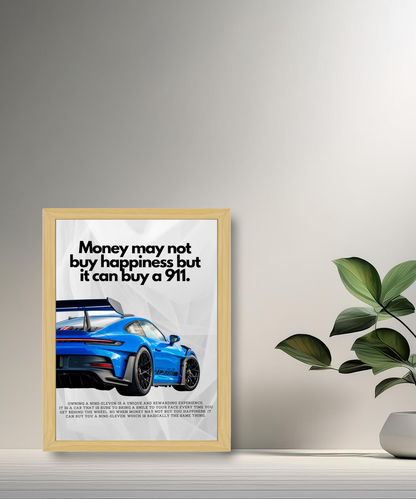 Poster encadré Porsche GT3 RS blue