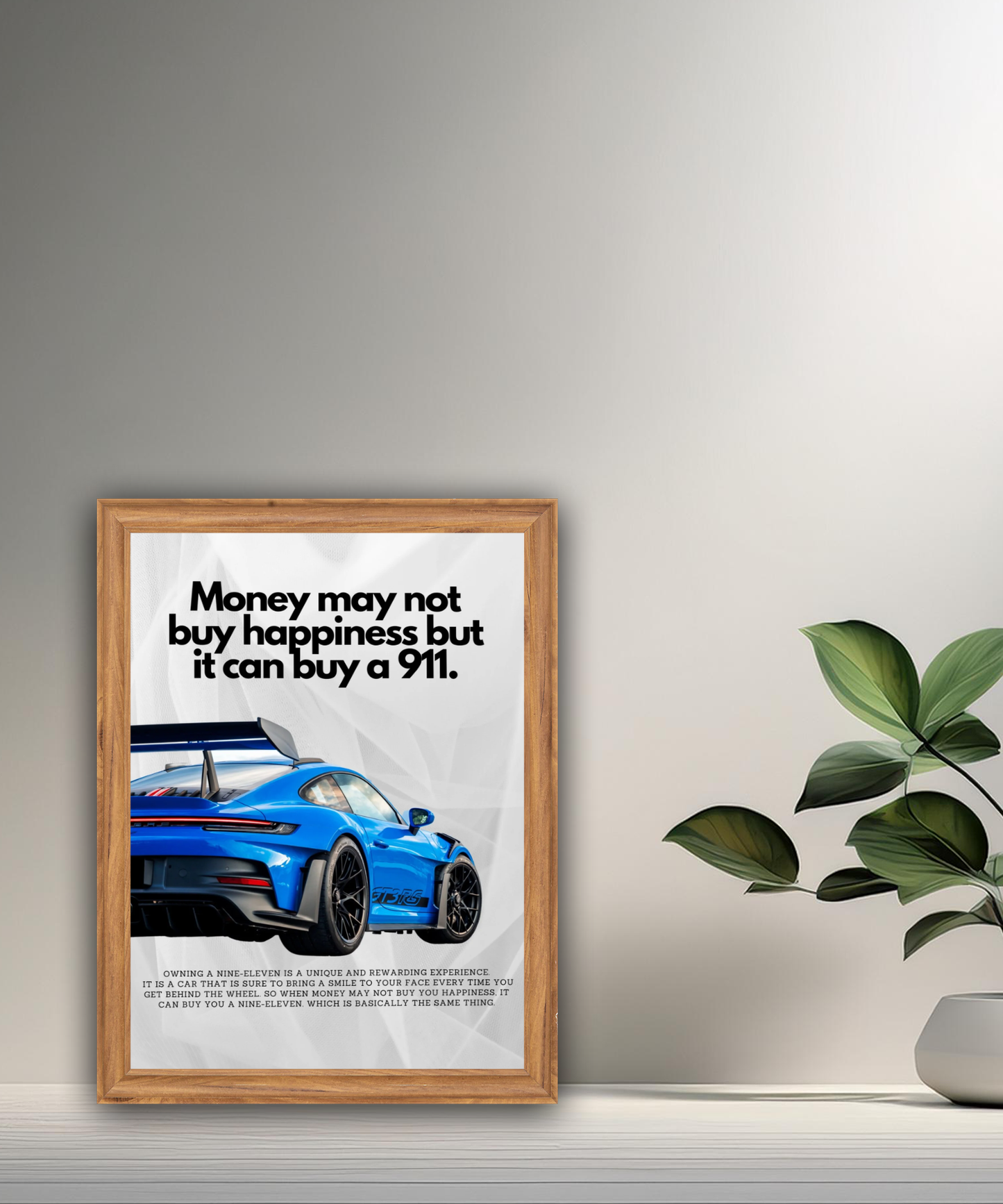 Poster encadré Porsche GT3 RS blue