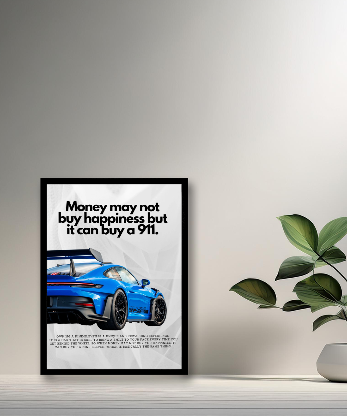 Poster encadré Porsche GT3 RS blue