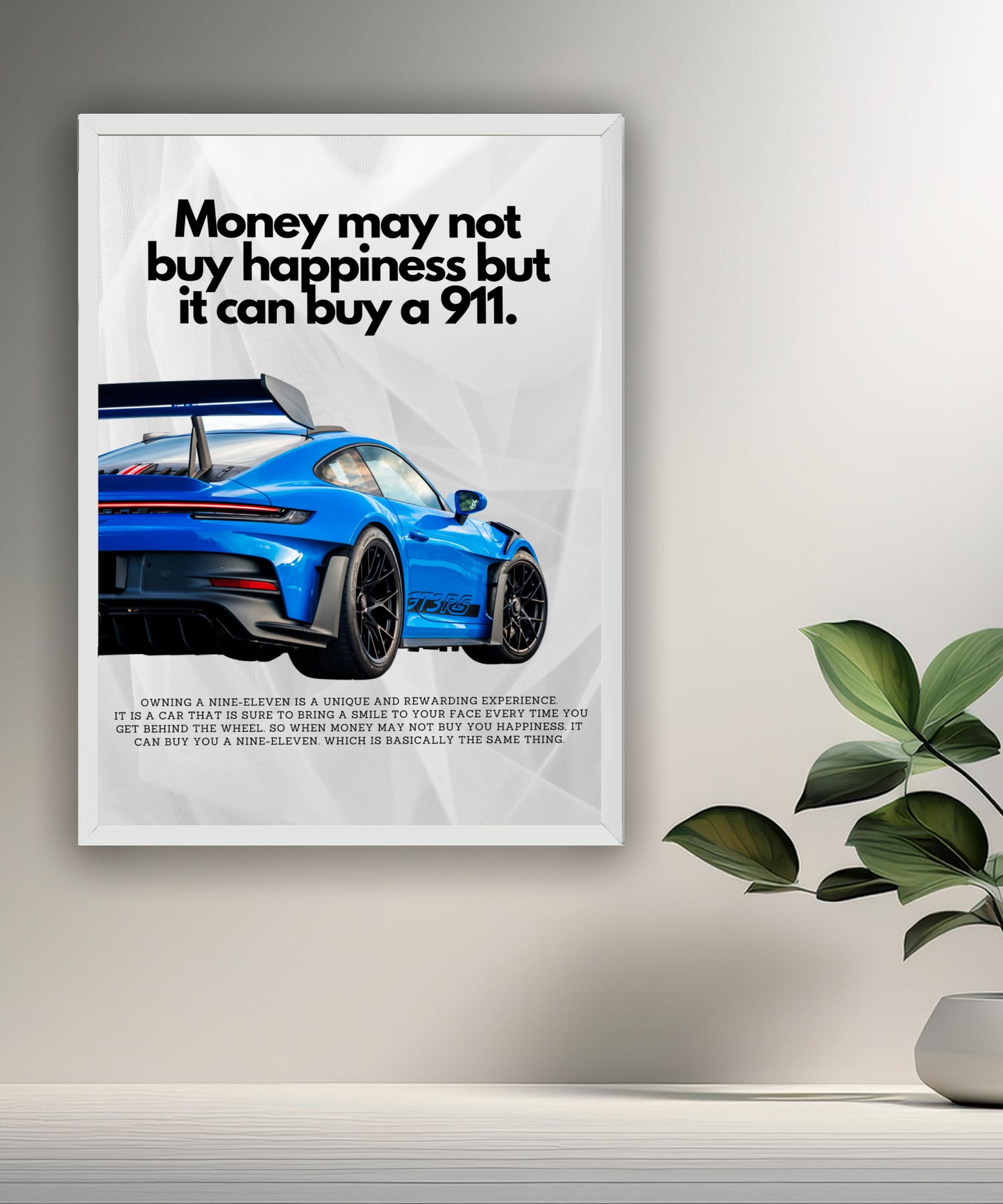 Poster encadré Porsche GT3 RS blue